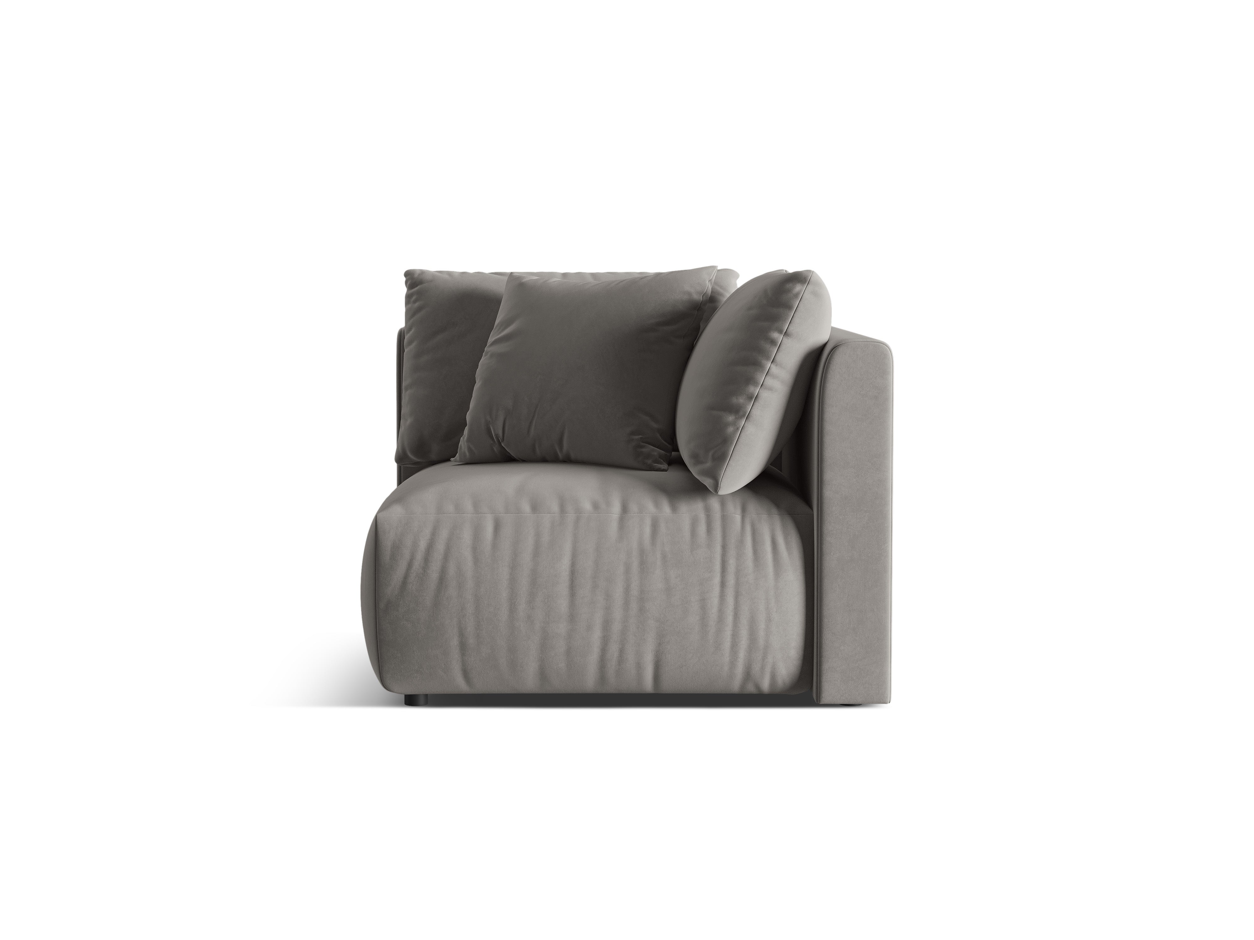Sofa modulární sametová CHRIS - rohový prvek šedý