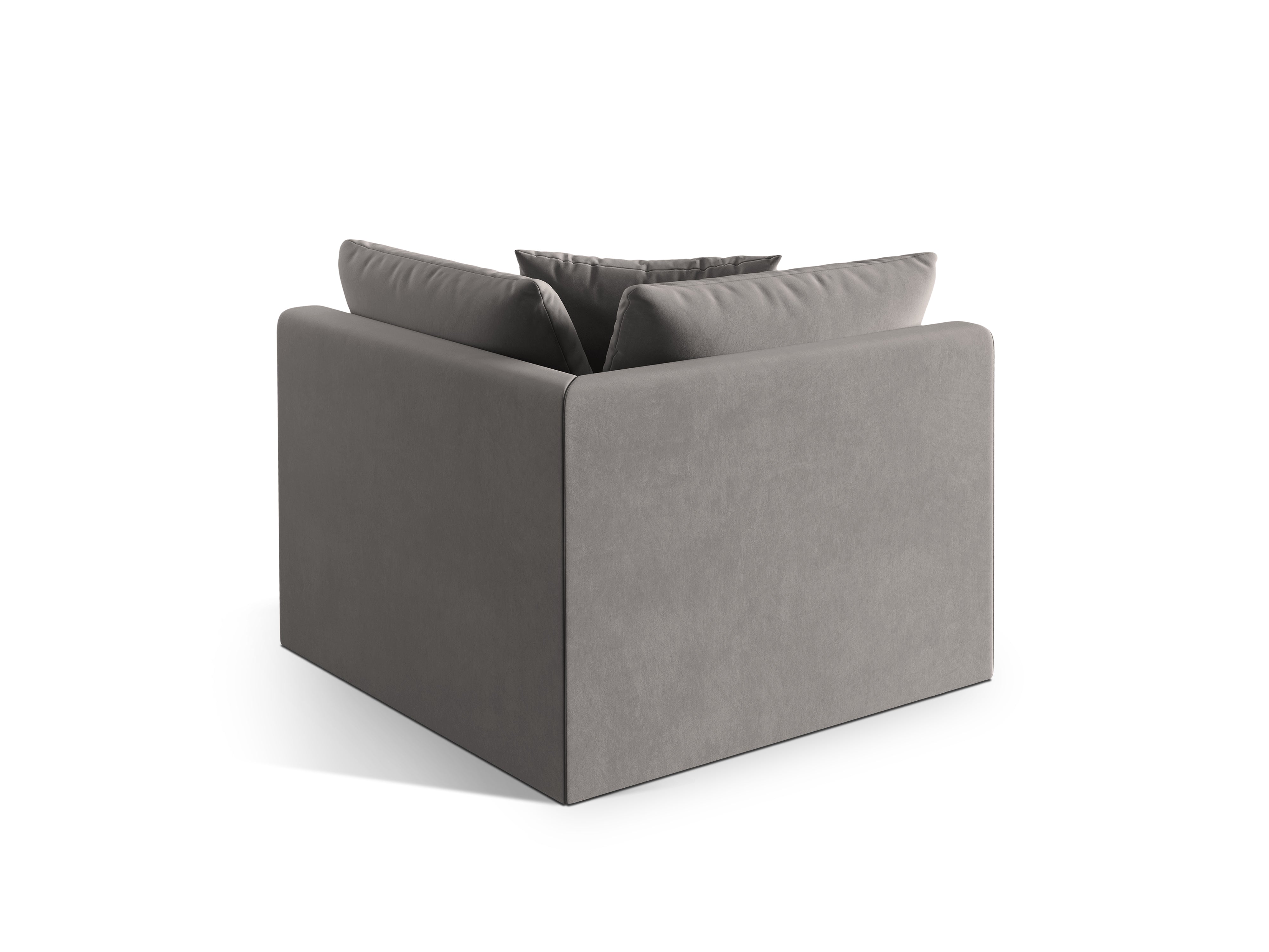 Sofa modulární sametová CHRIS - rohový prvek šedý