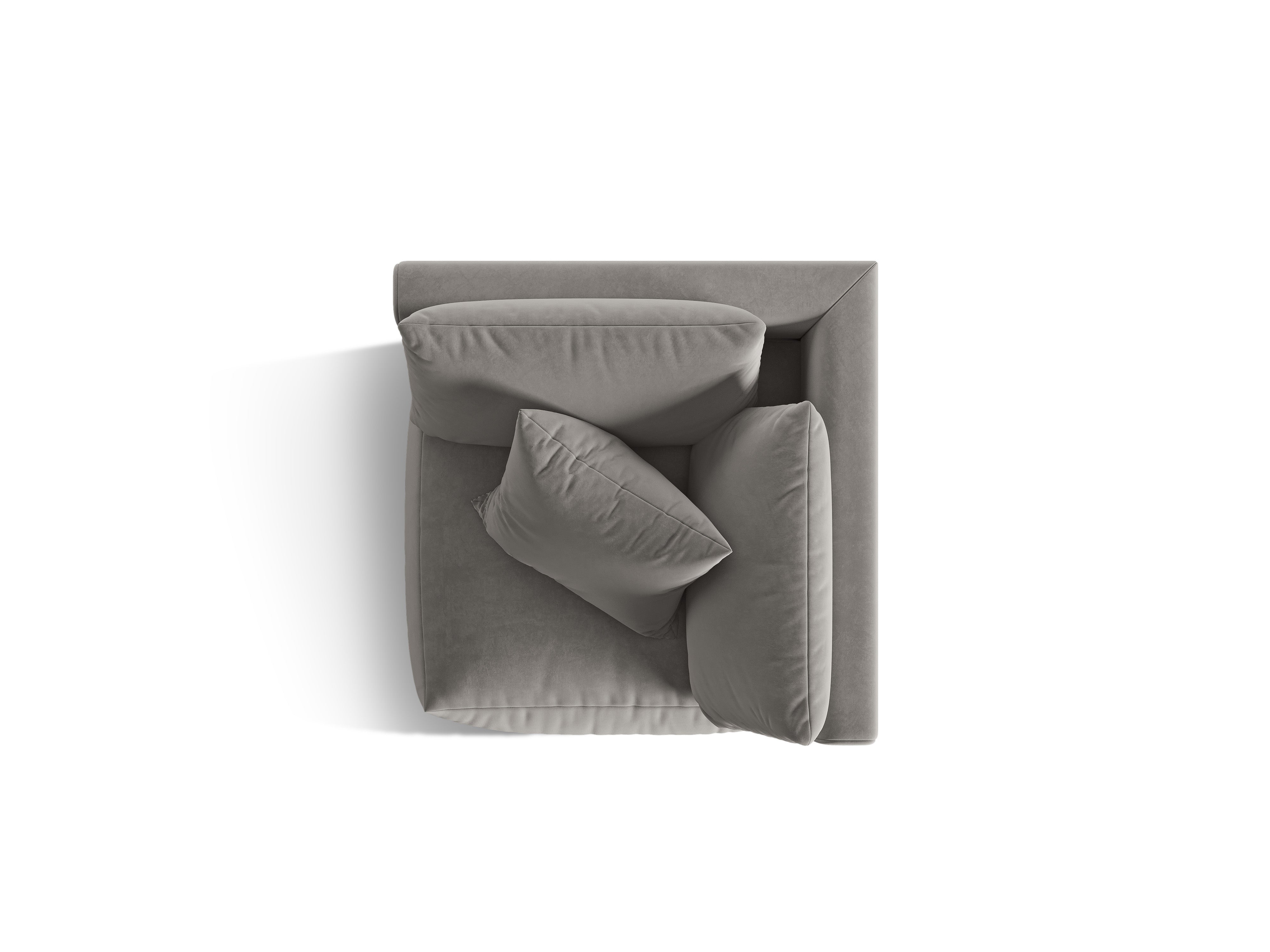 Sofa modulární sametová CHRIS - rohový prvek šedý