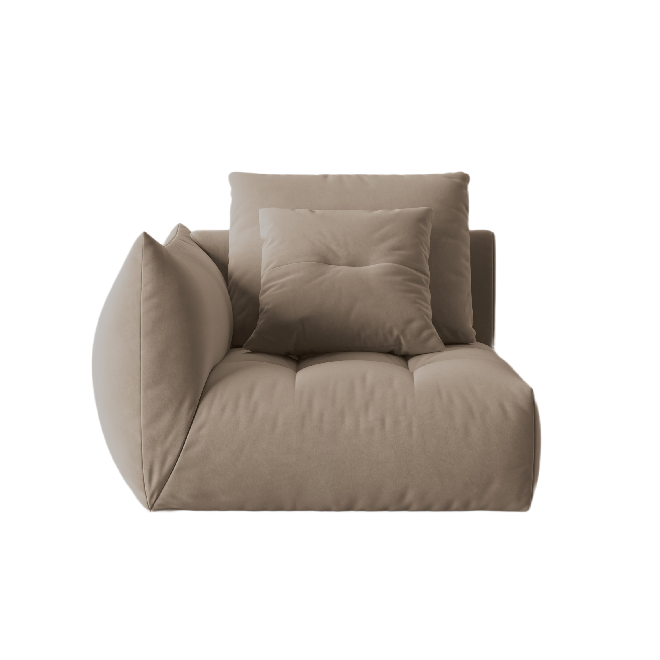 Velvet modular sofa BLOOM - left element light brown