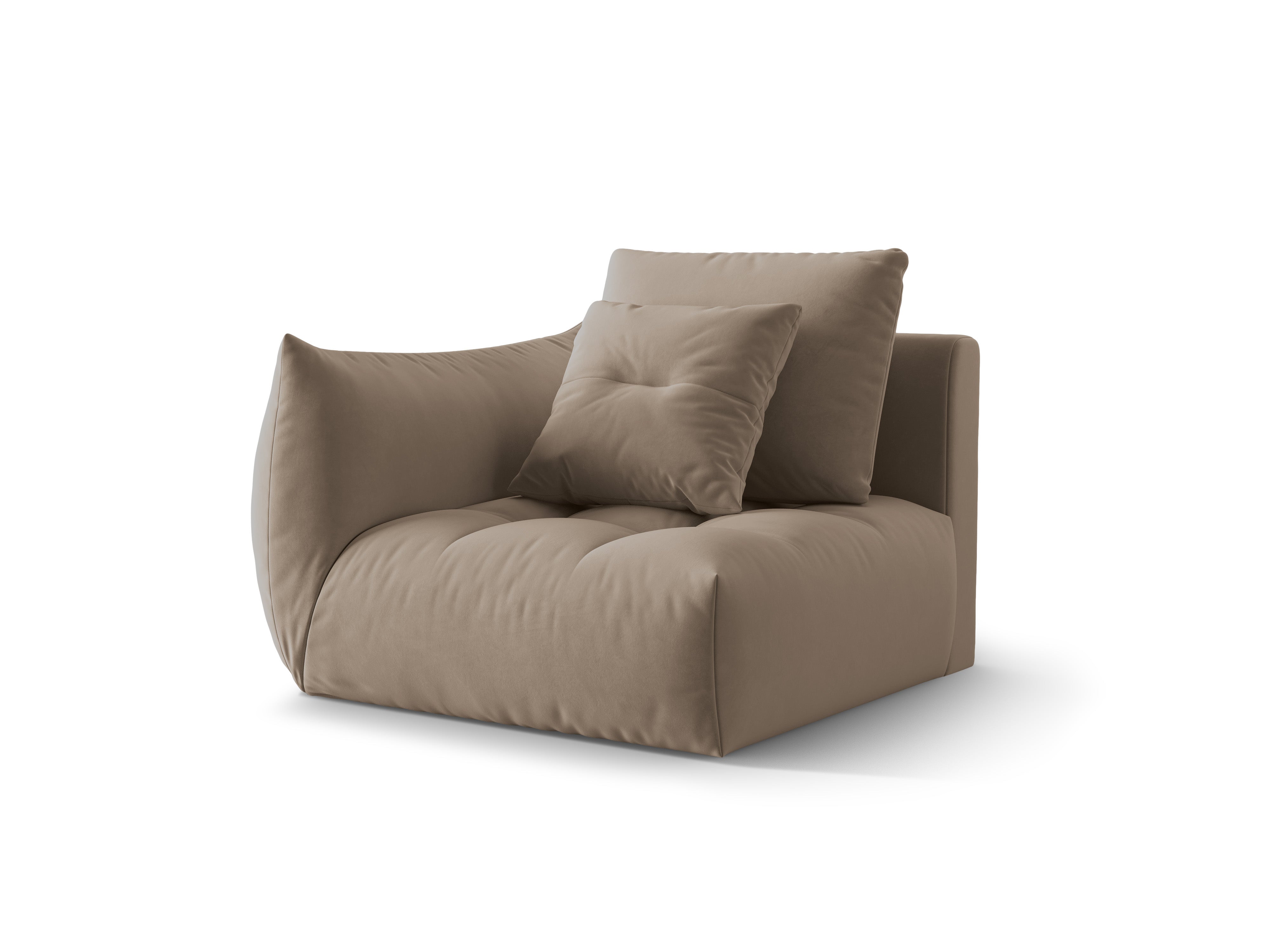Velvet modular sofa BLOOM - left element light brown