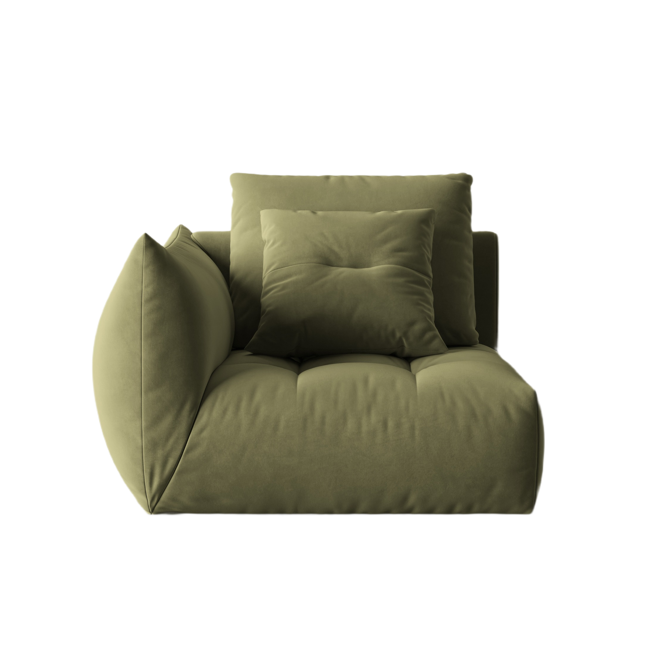 Sofa modulární sametová BLOOM - levý prvek zelený
