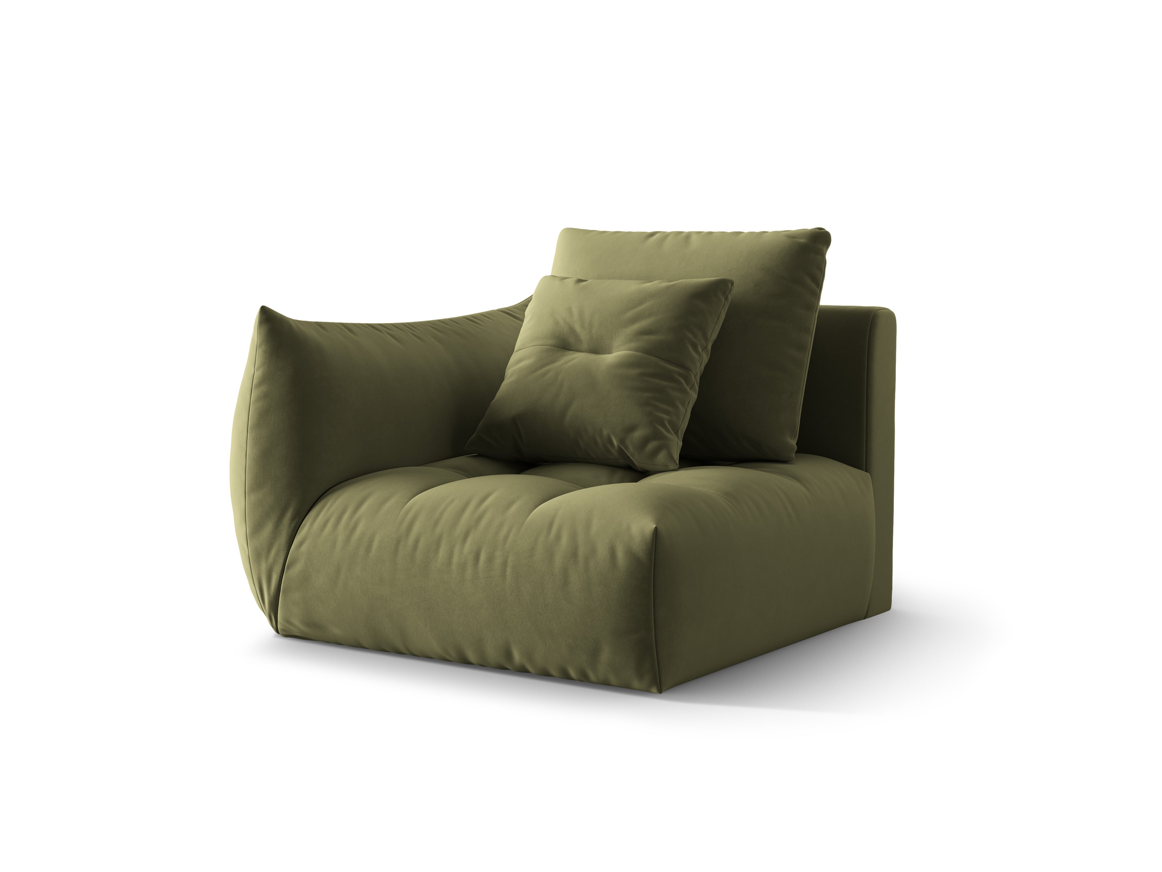 Sofa modulární sametová BLOOM - levý prvek zelený