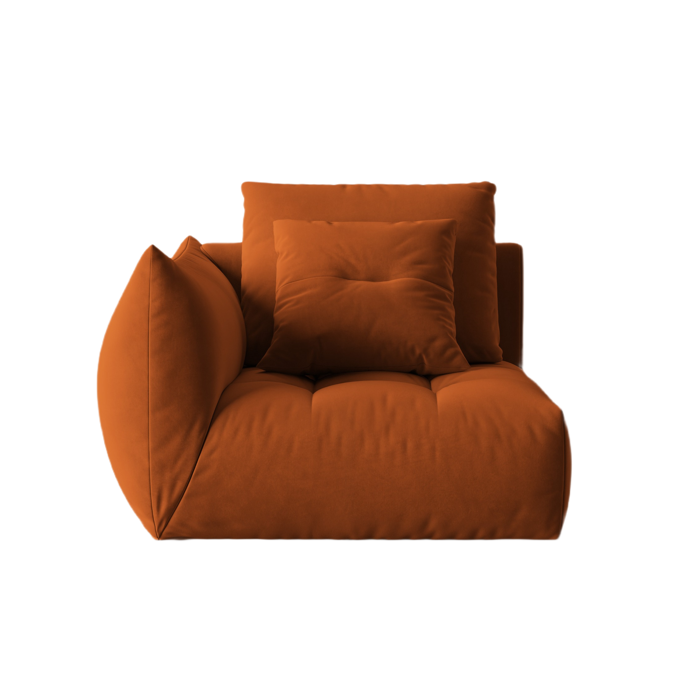 Velvet modular sofa BLOOM - left element terracotta