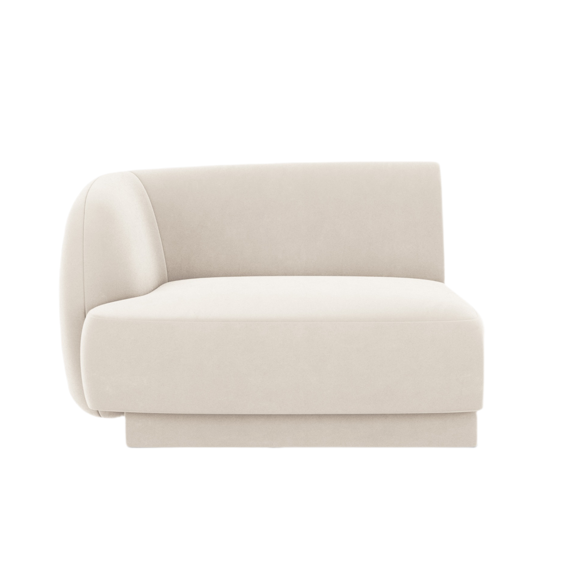 Velvet modular sofa MILEY - left-side module in light beige