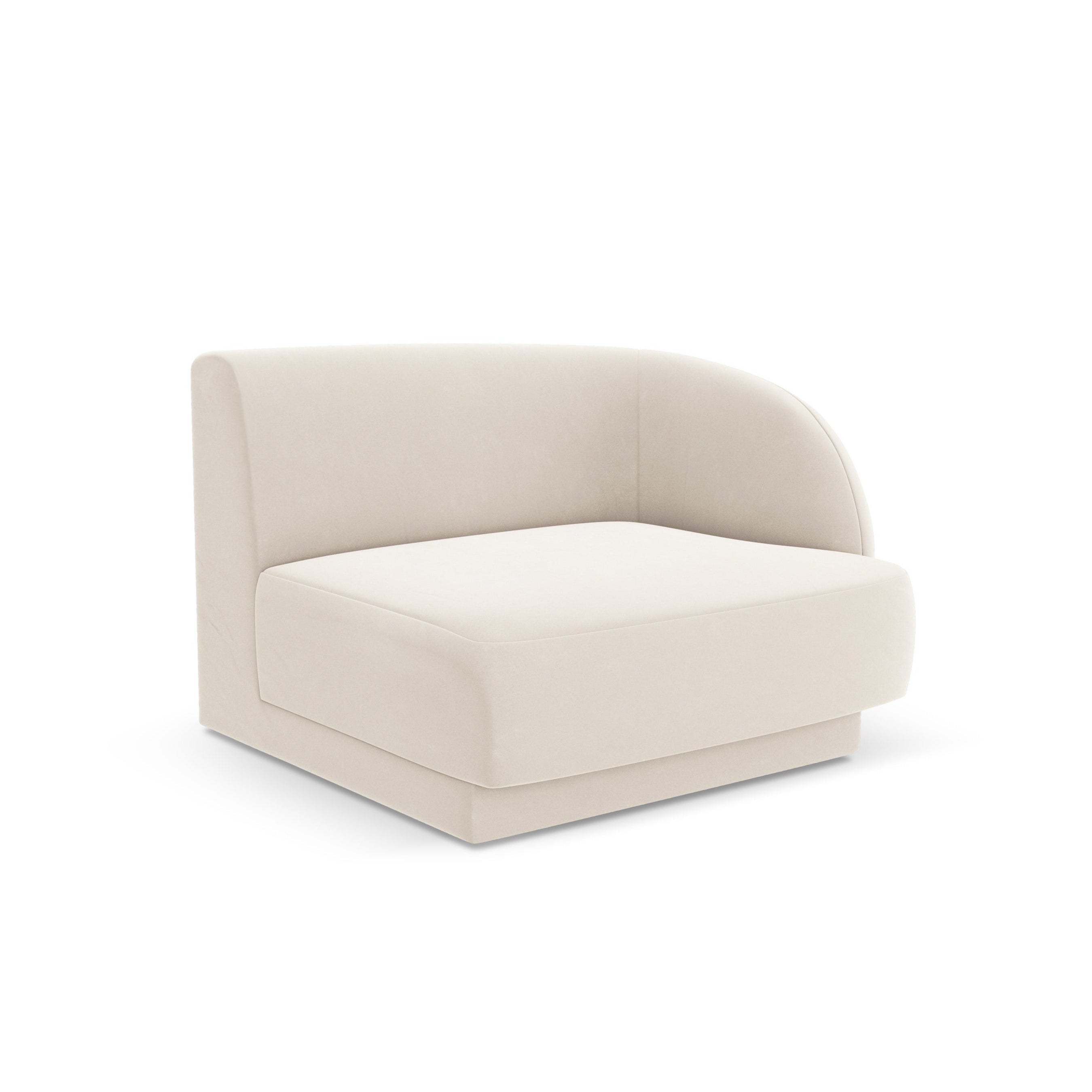 Velvet modular sofa MILEY - right-side module light beige