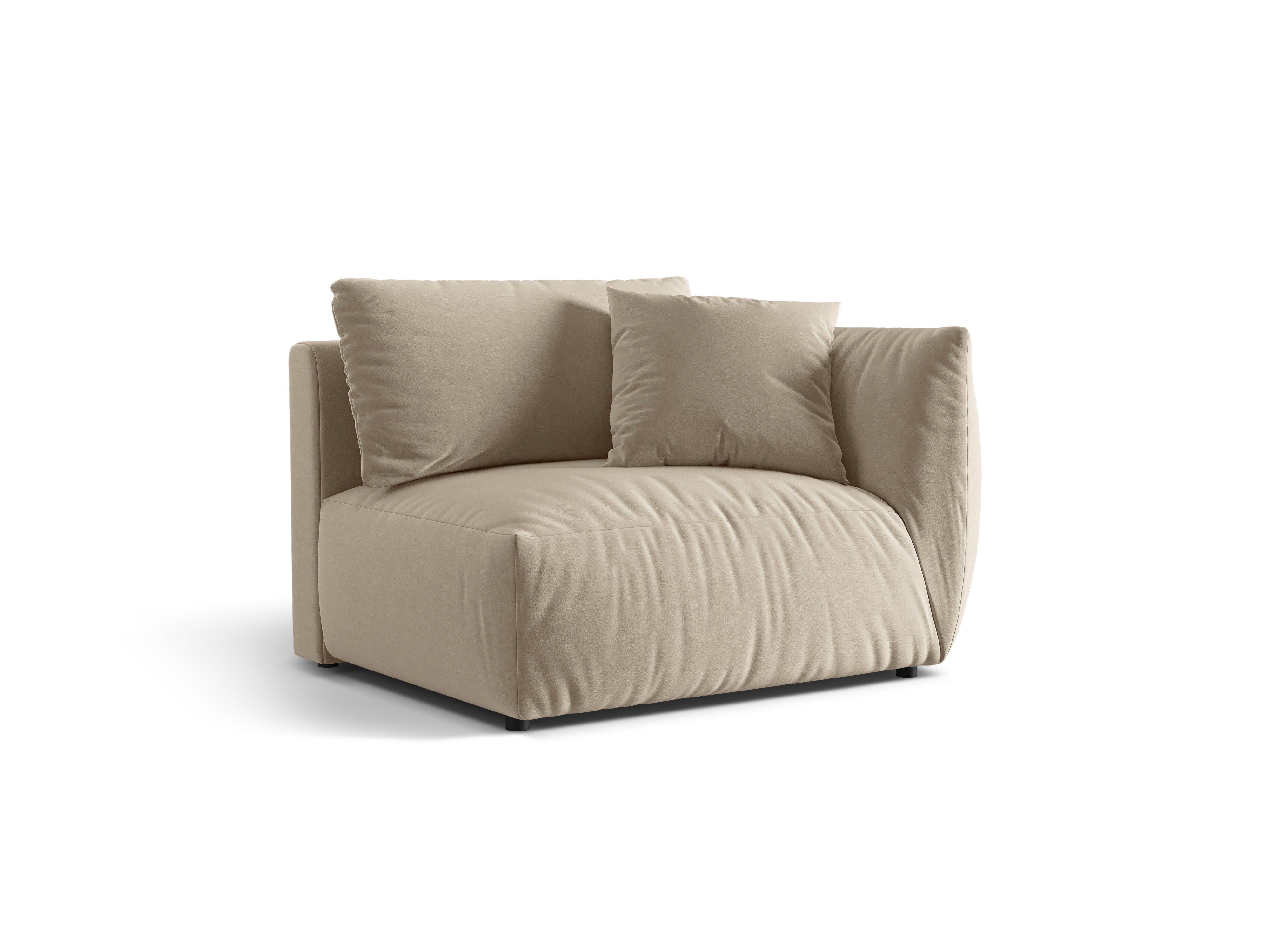 CHRIS velvet modular sofa - wide right-side element ecru