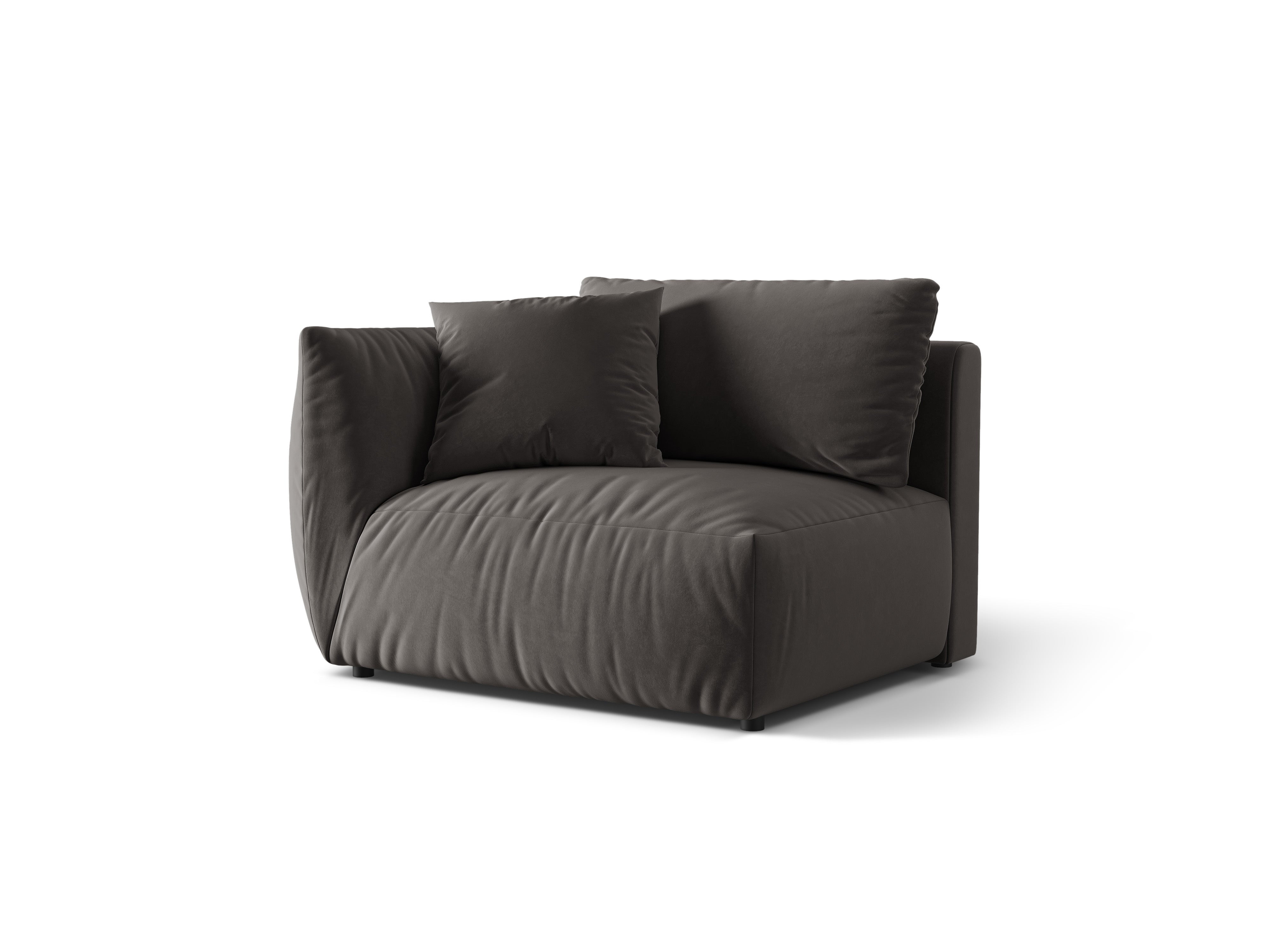 Sofa modulární sametová CHRIS - široký levý prvek tmavě šedý