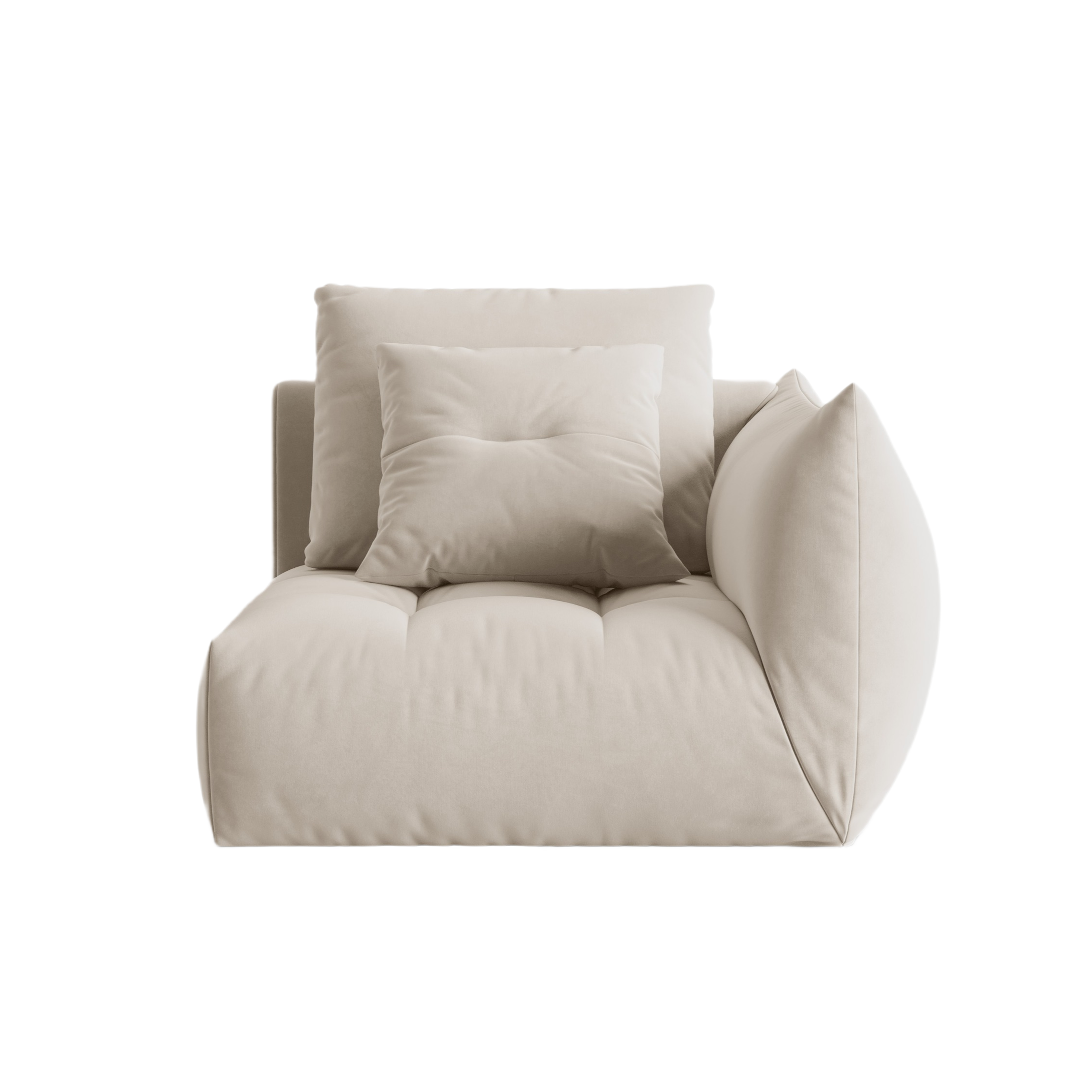 Velvet modular sofa BLOOM - right-side element ecru