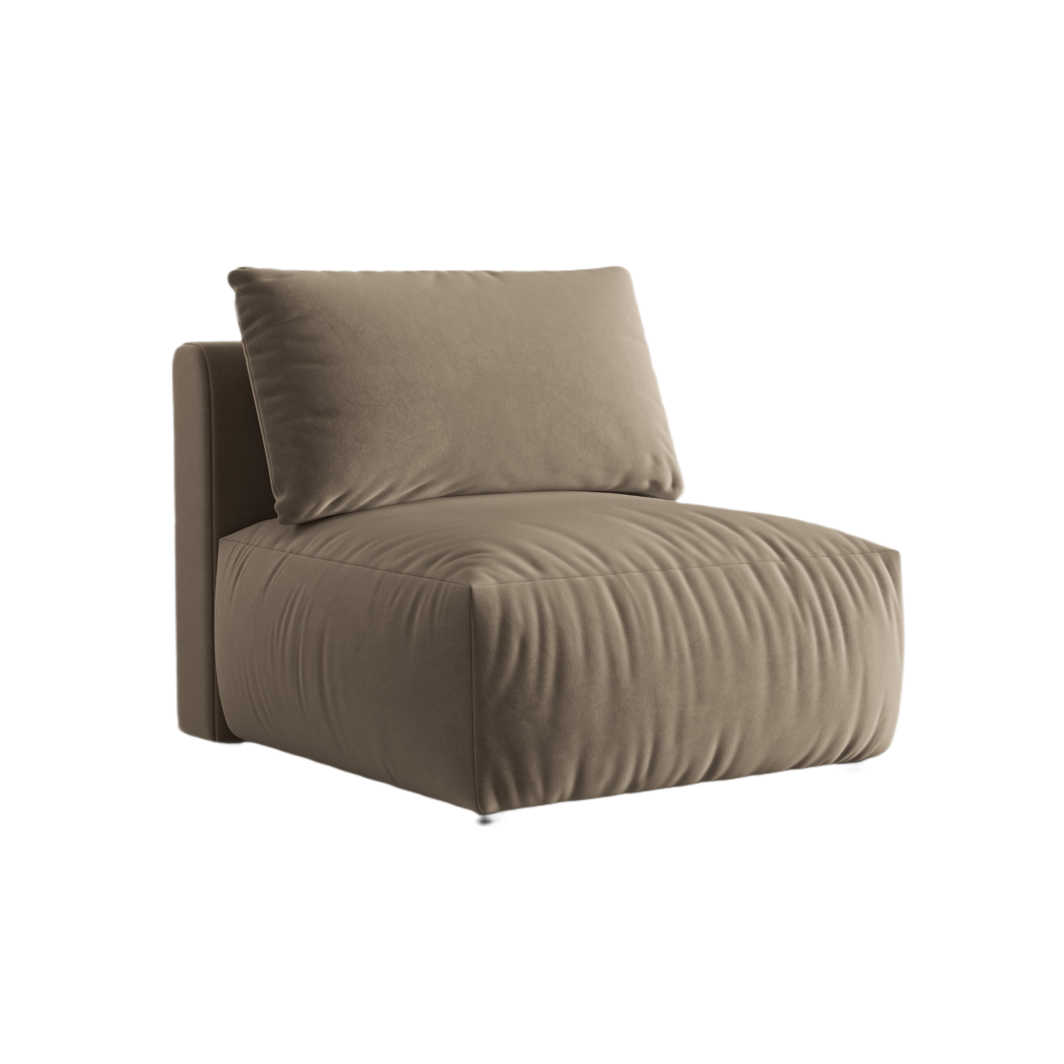 Sofě modulární sametová CHRIS - středový prvek světle hnědý