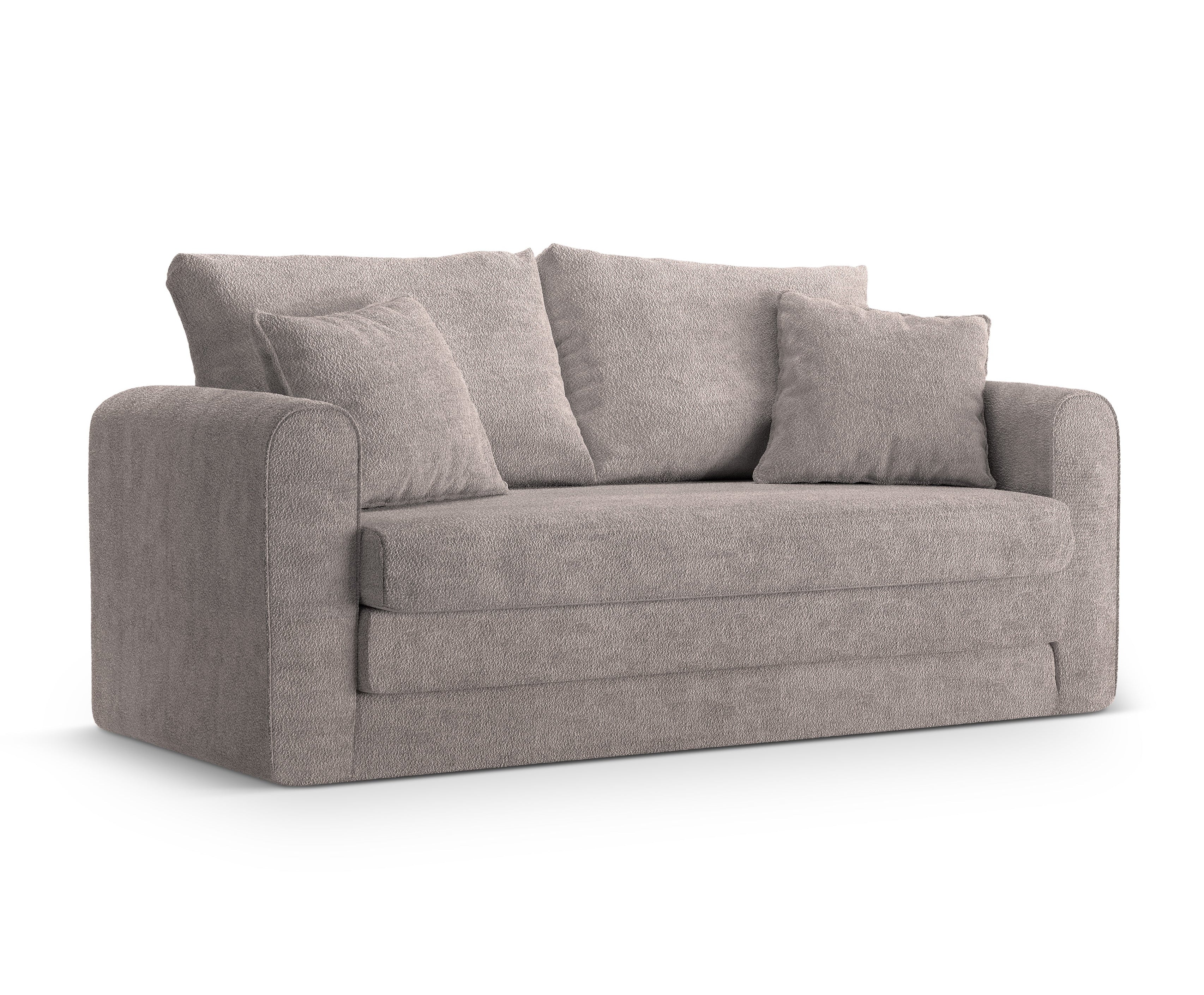 2-Seater Sofa with Sleeping Function LIDO Warm Gray Boucle