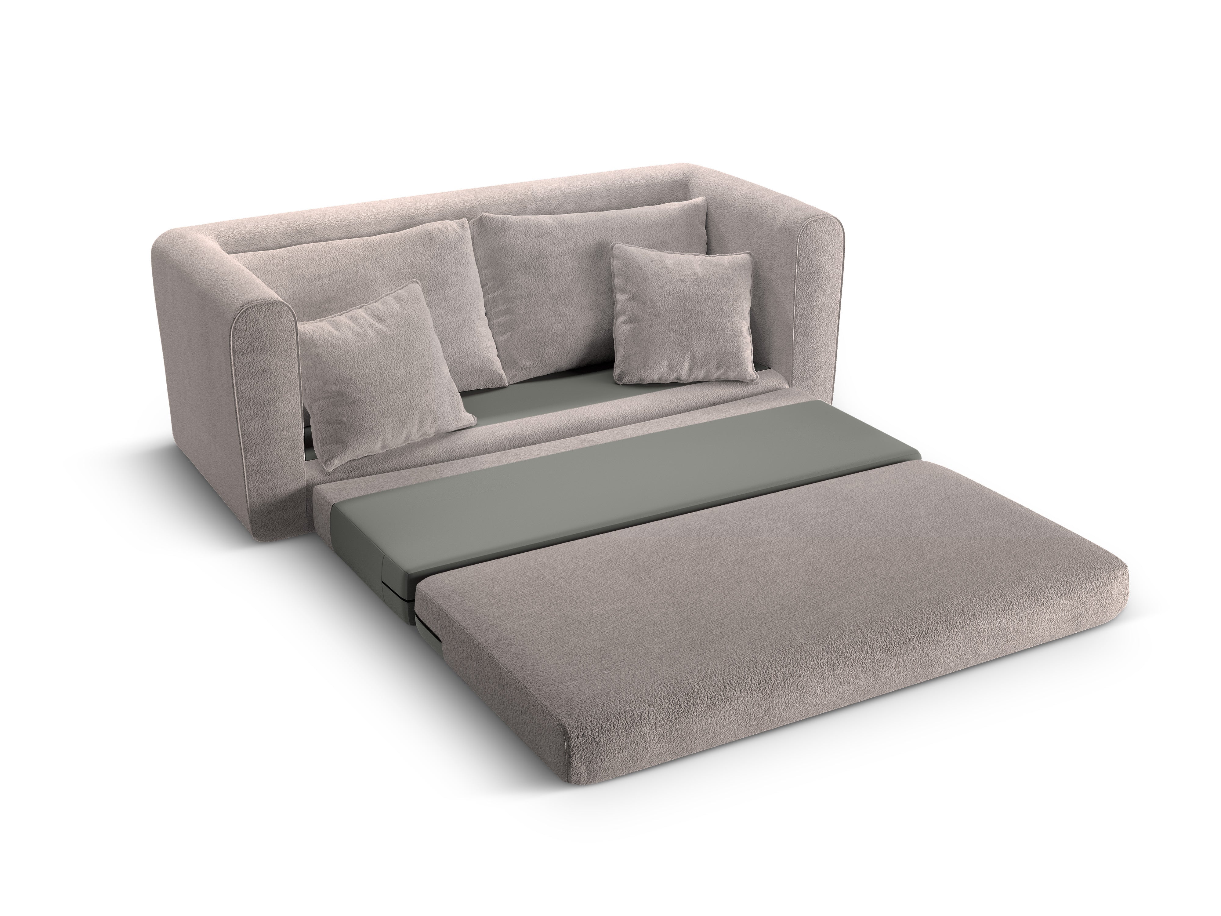 2-Seater Sofa with Sleeping Function LIDO Warm Gray Boucle
