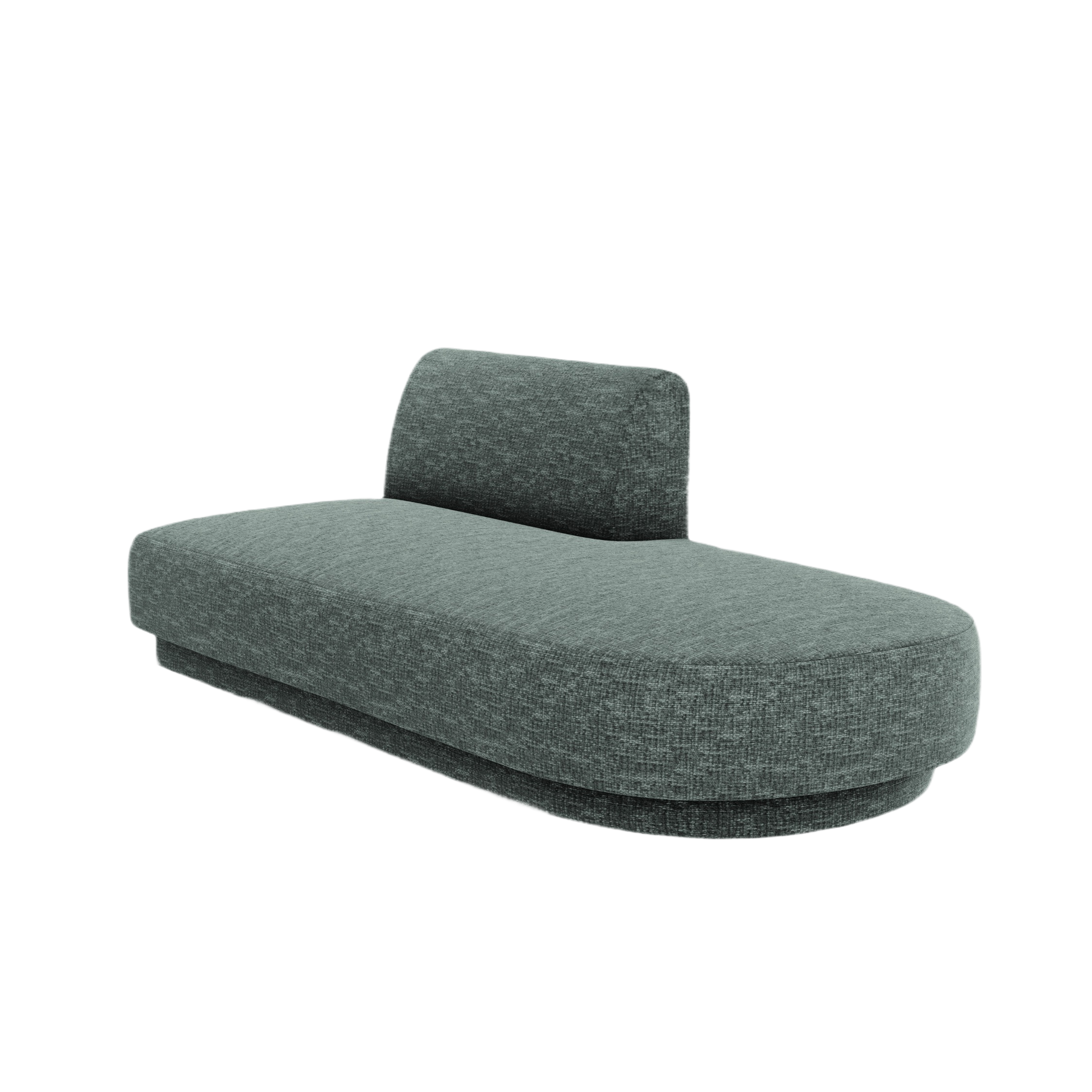 Right-facing 2-seater chaise longue MILEY petrol silky chenille