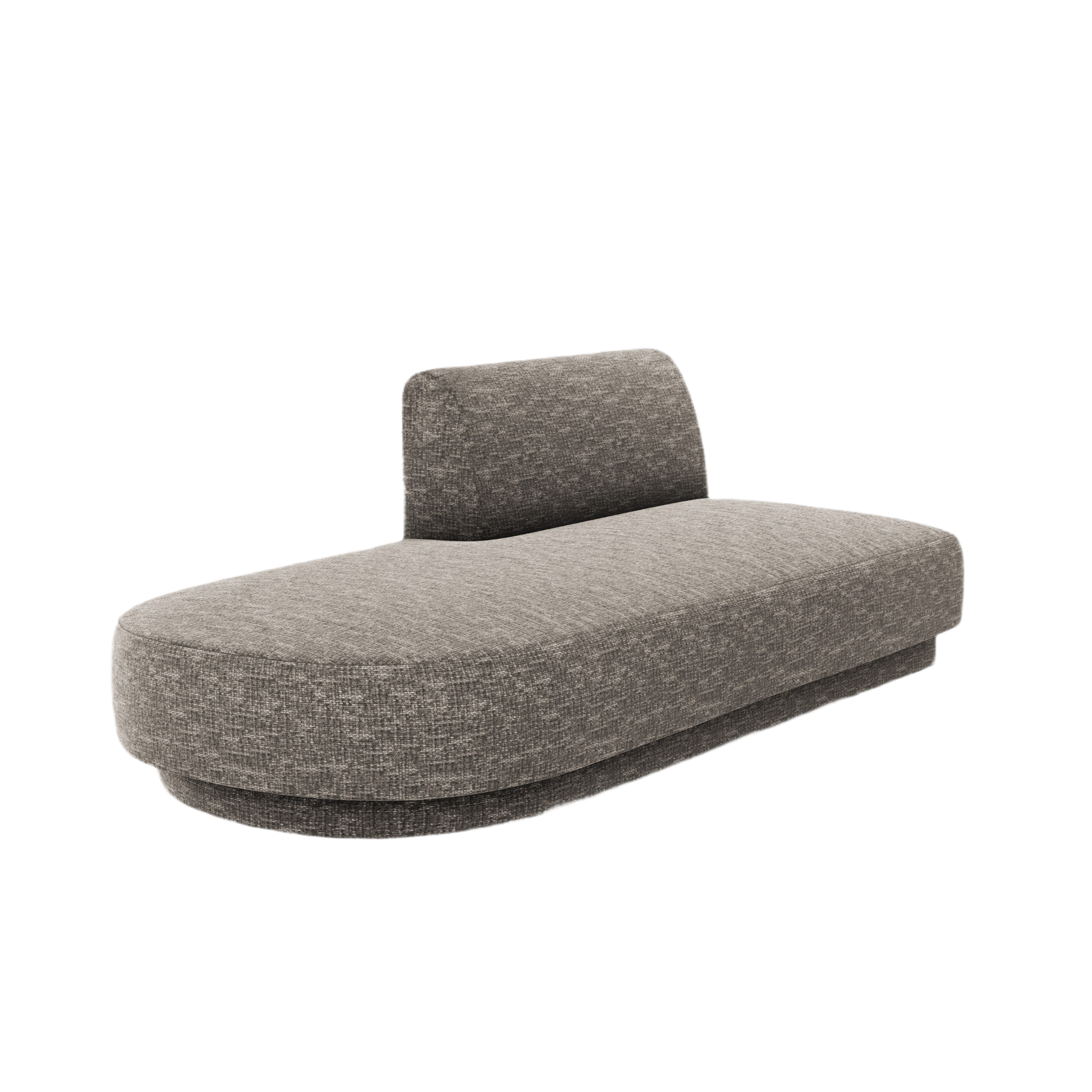 Left-facing 2-seater chaise longue MILEY gray silky chenille