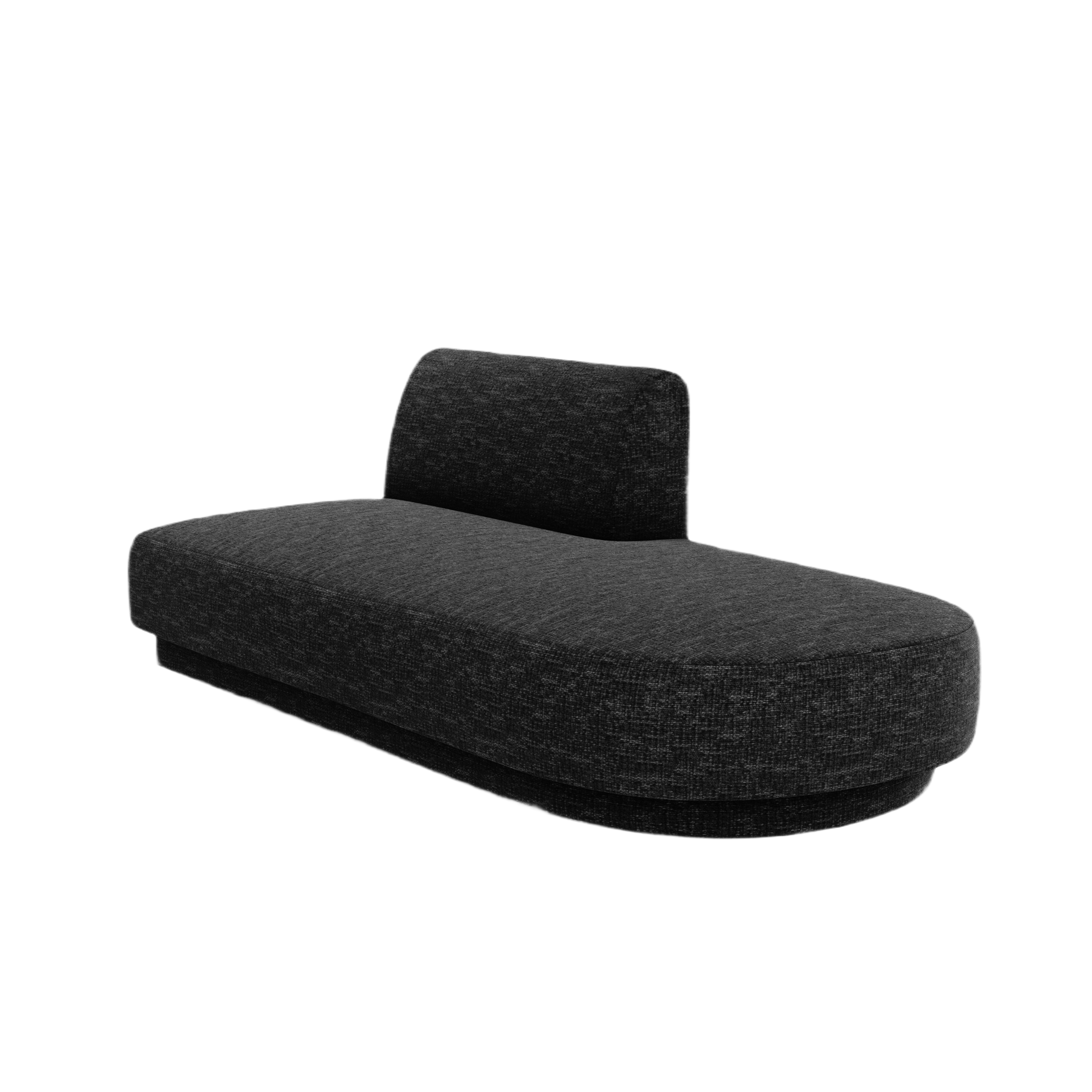 Right-facing 2-seater chaise longue MILEY black silky chenille