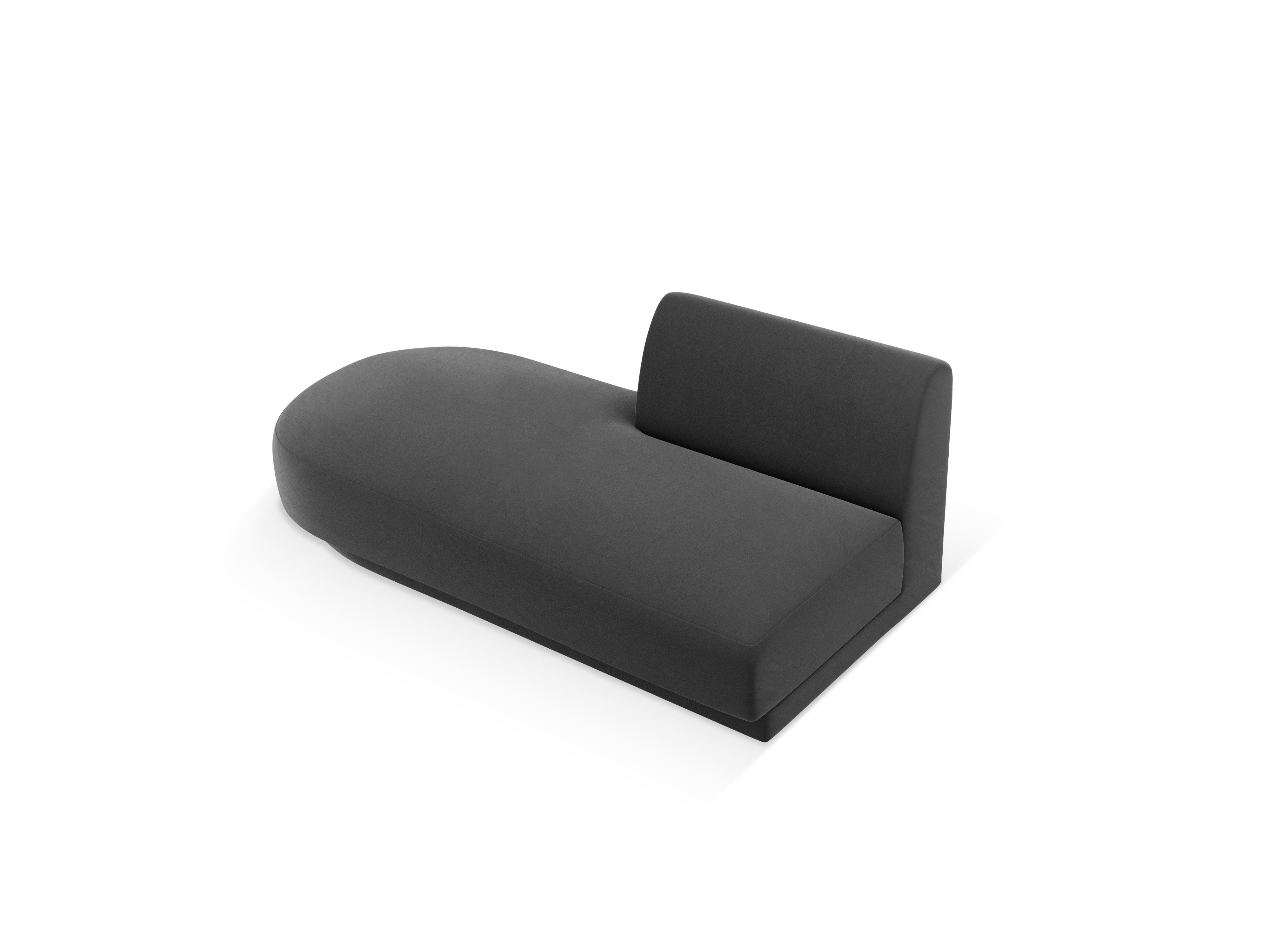 2-seater velvet left-facing chaise longue MILEY gray