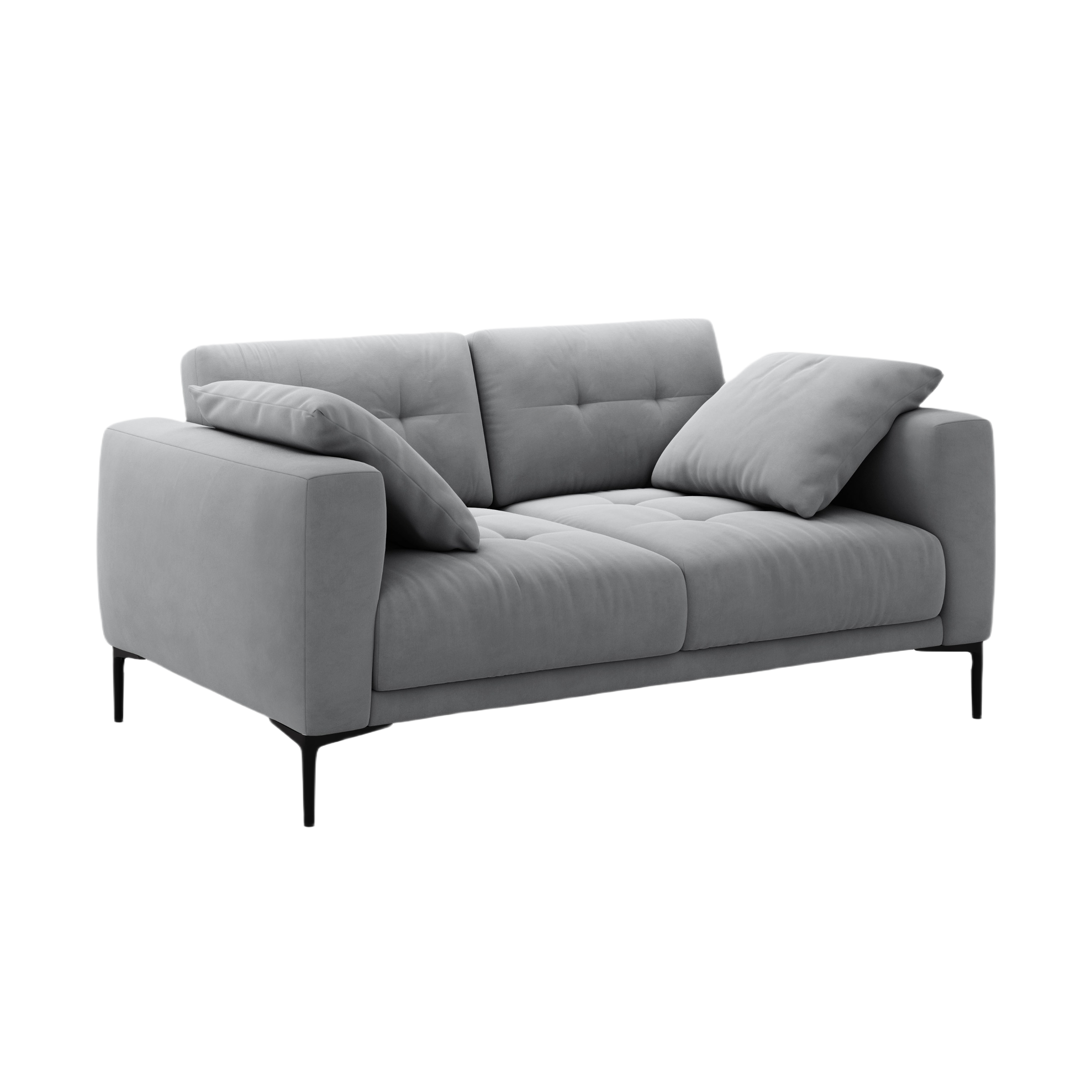 Sofa aksamitna 2-osobowa BEMY szary – Micadoni