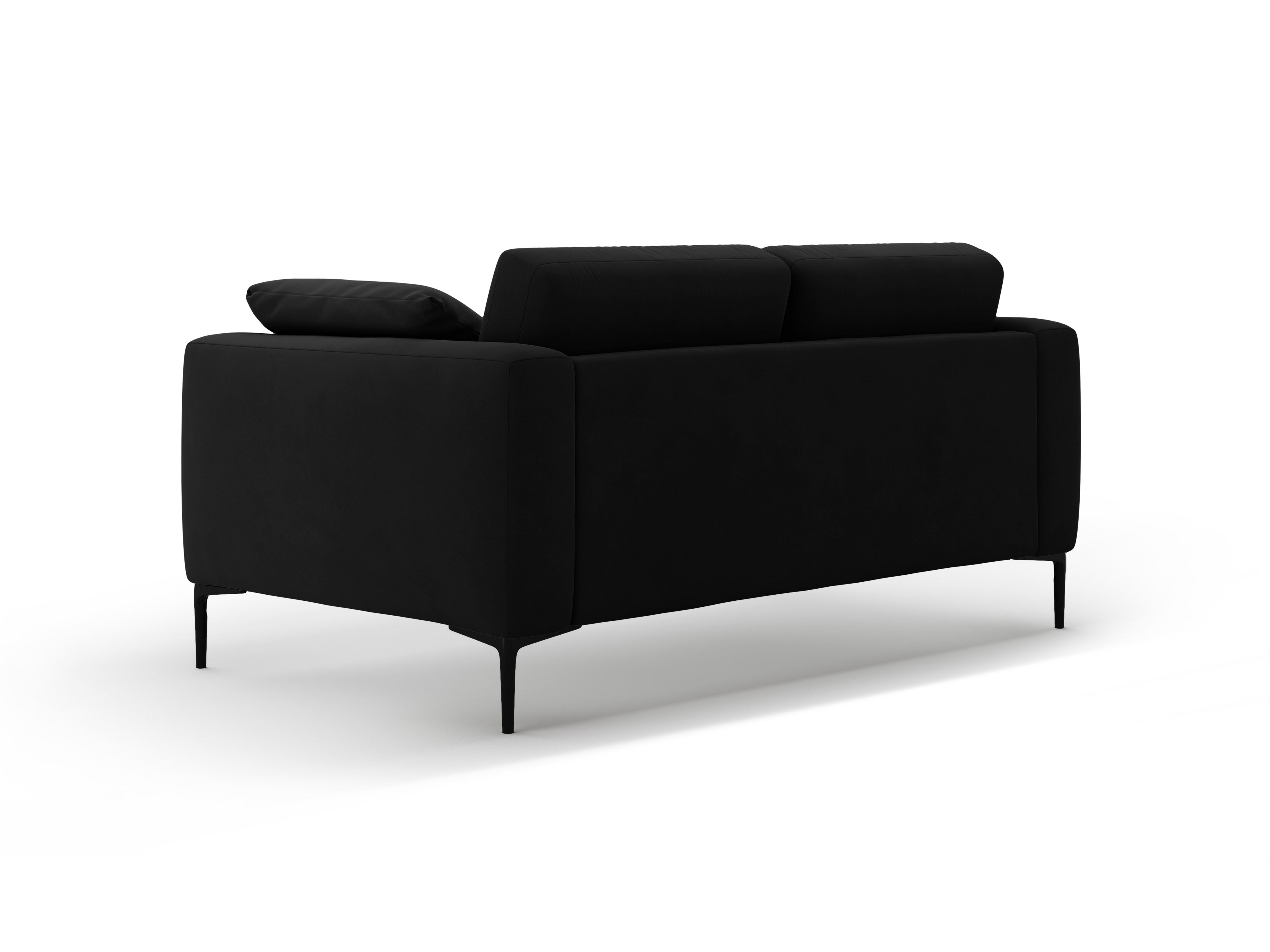 Sofa aksamitna 2-osobowa BEMY czarny – Micadoni