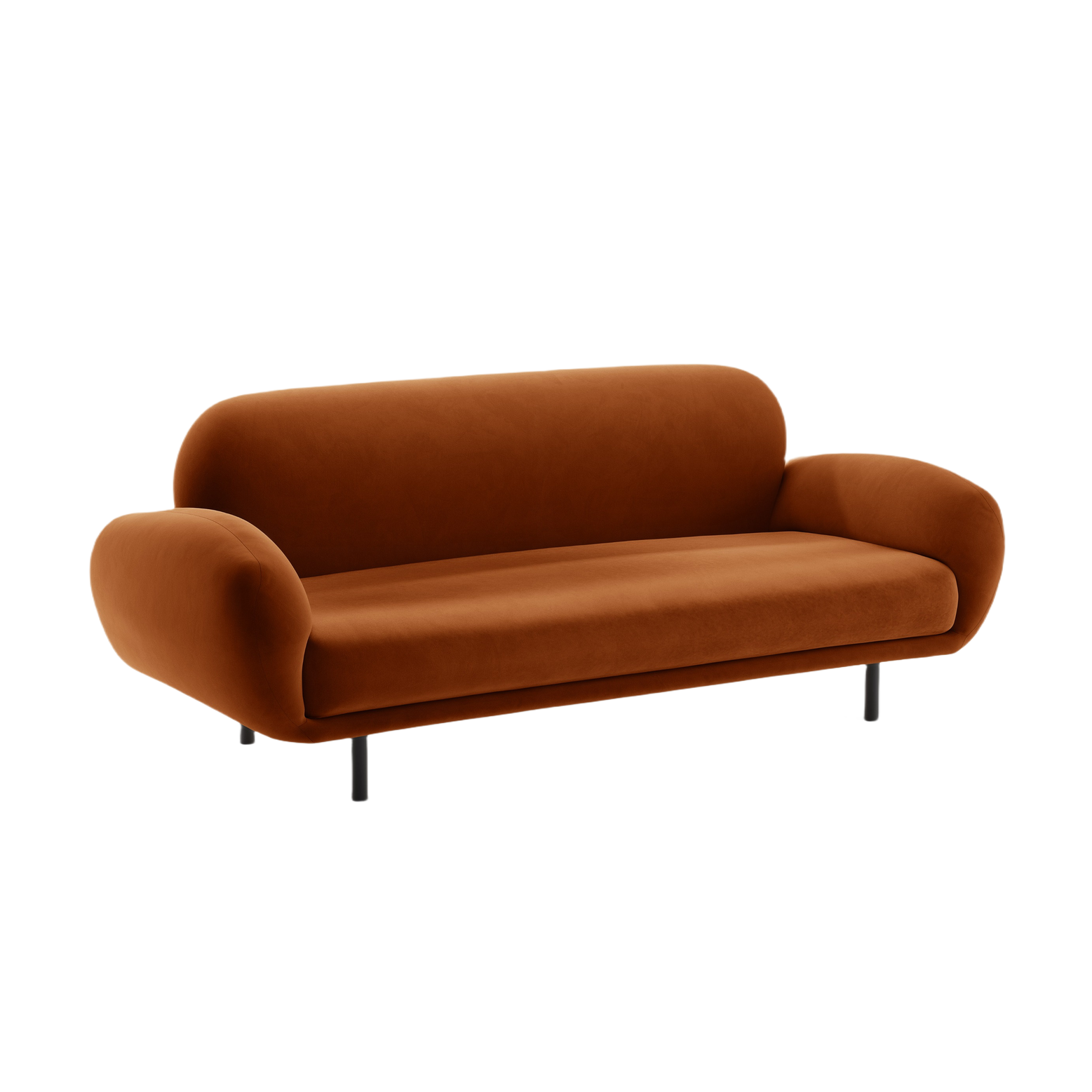 Sofa sametová 2,5-místná POPPY terakota
