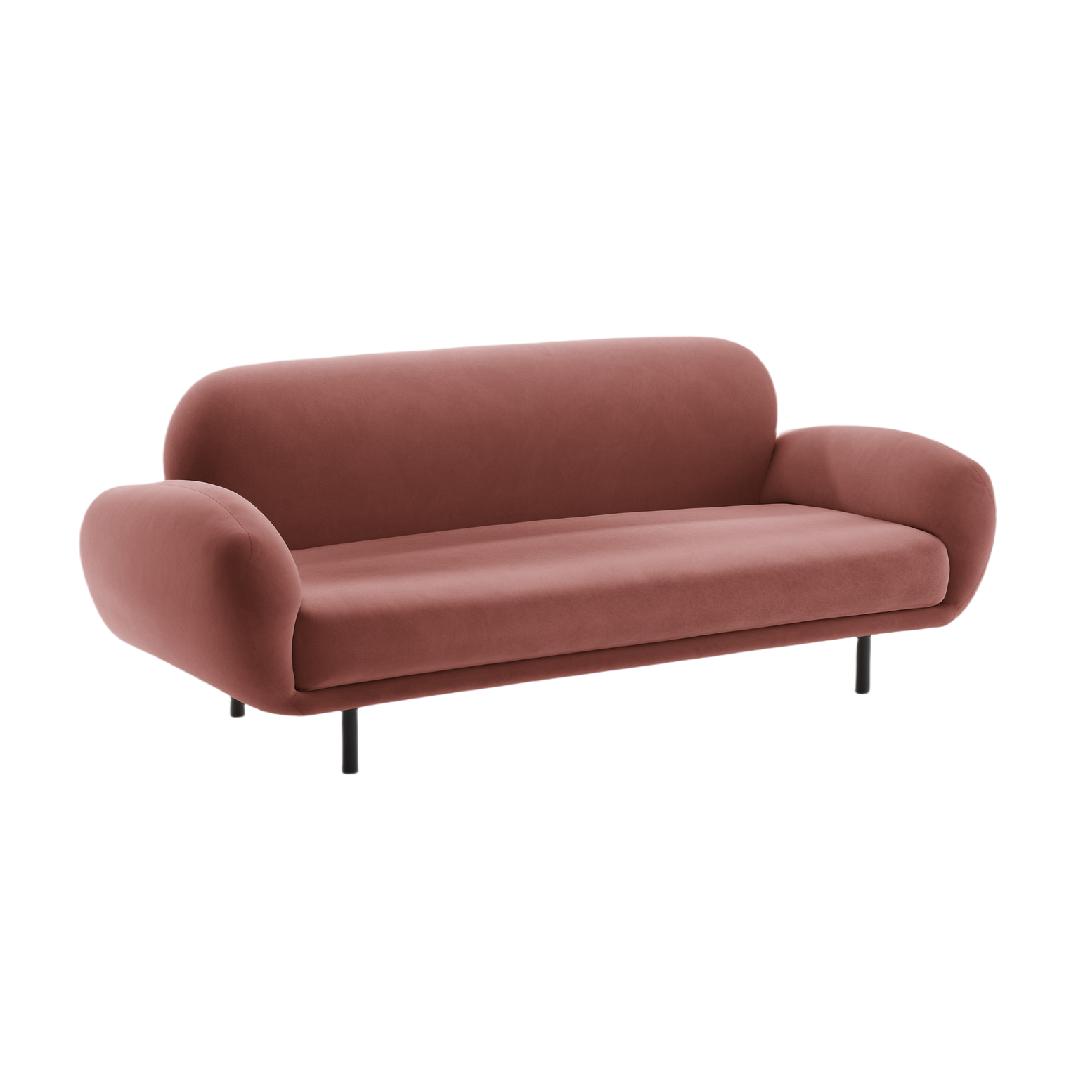 Sofa aksamitna 2,5-osobowa POPPY brudny róż – Micadoni