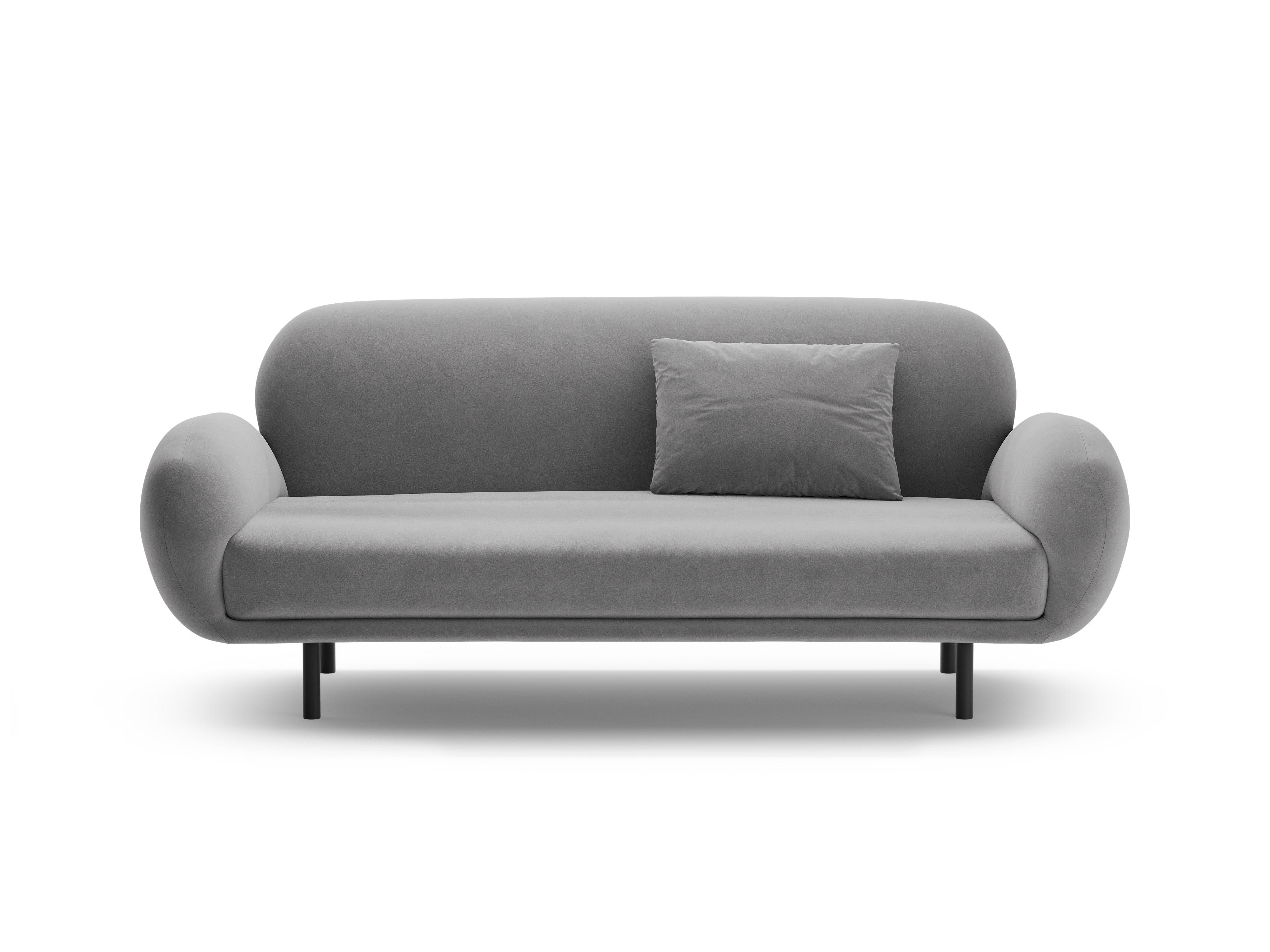 Sofa sametová 2,5-místná POPPY světle šedá