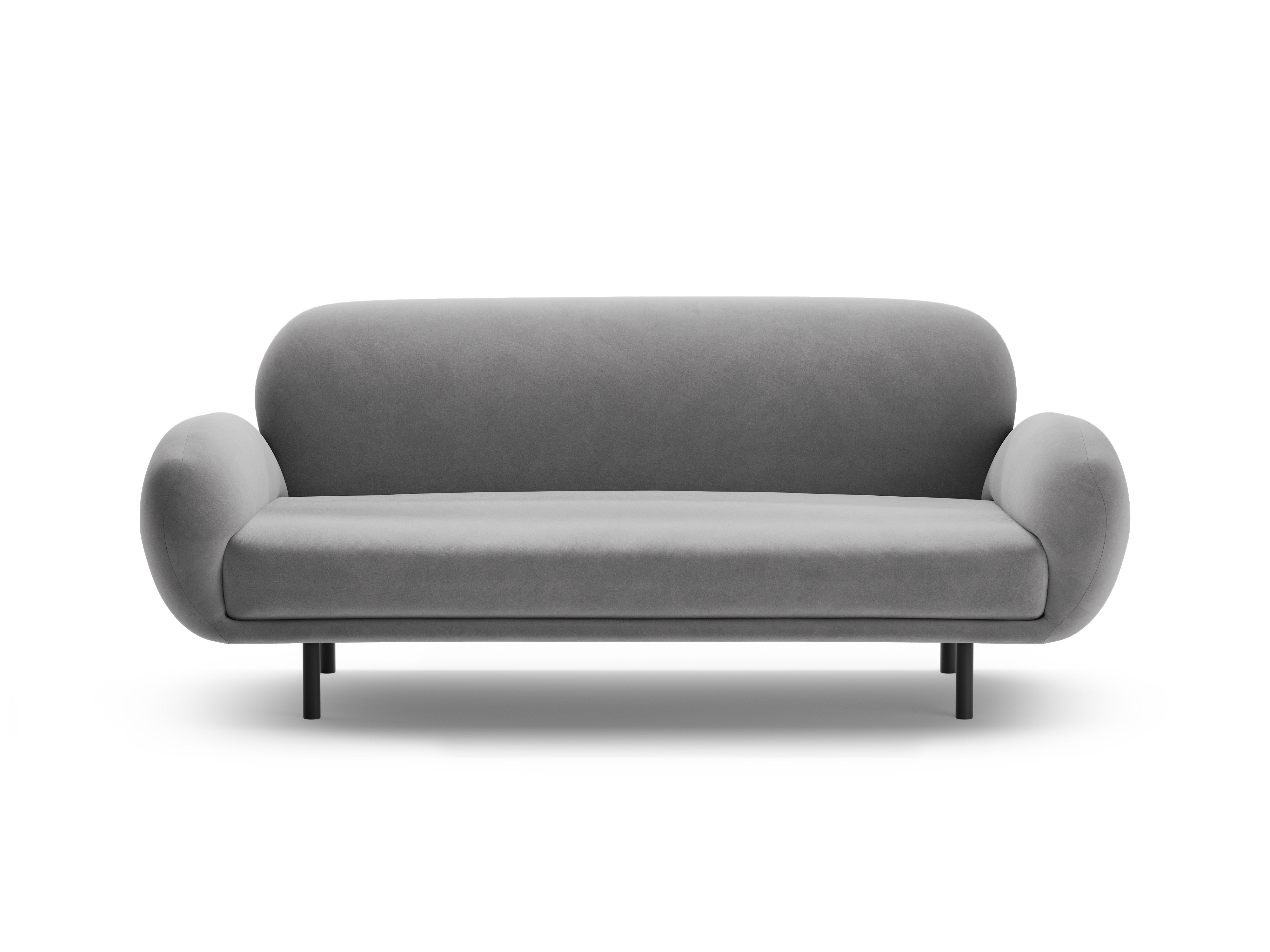 Sofa sametová 2,5-místná POPPY světle šedá