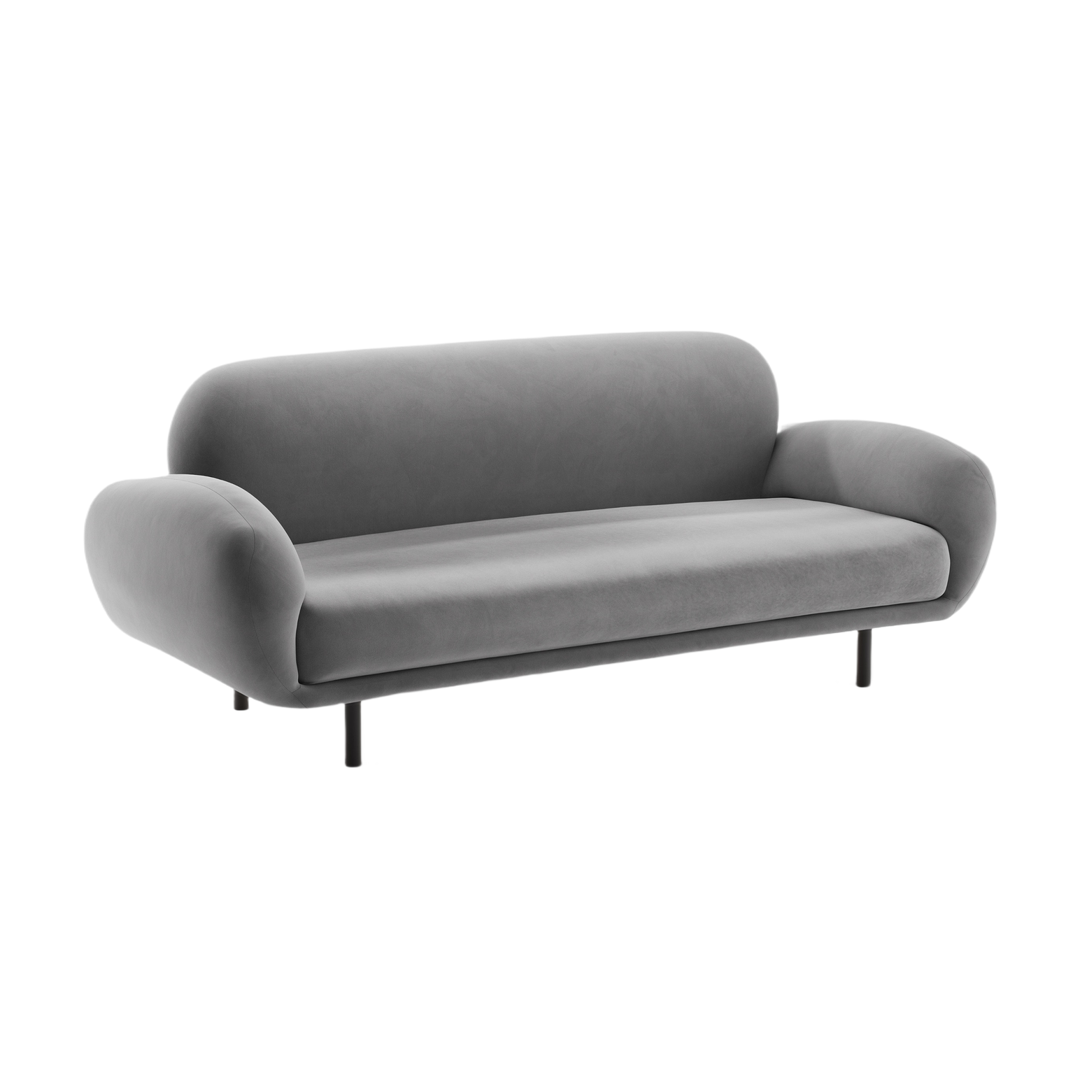 Sofa sametová 2,5-místná POPPY světle šedá