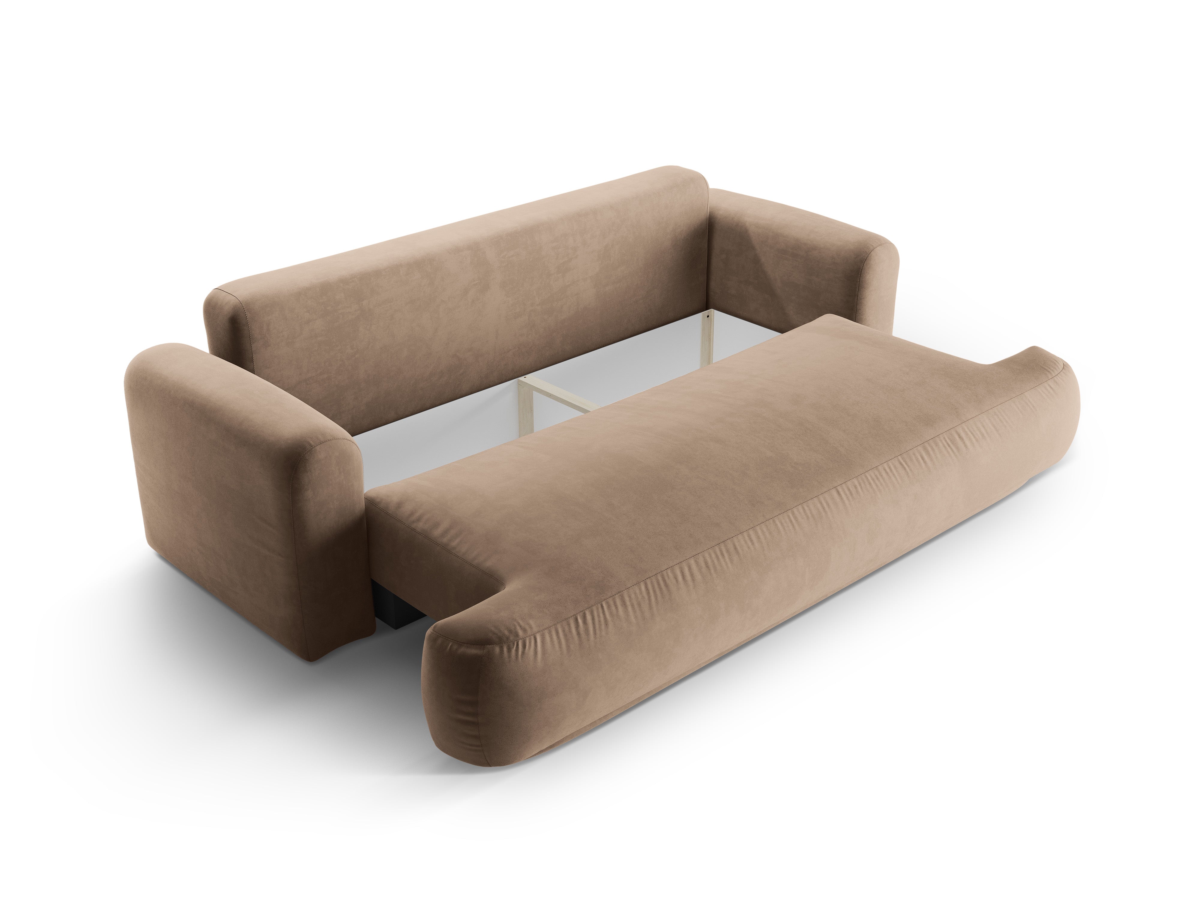Sofa sametová s funkcí spaní ELLA tmavě béžová