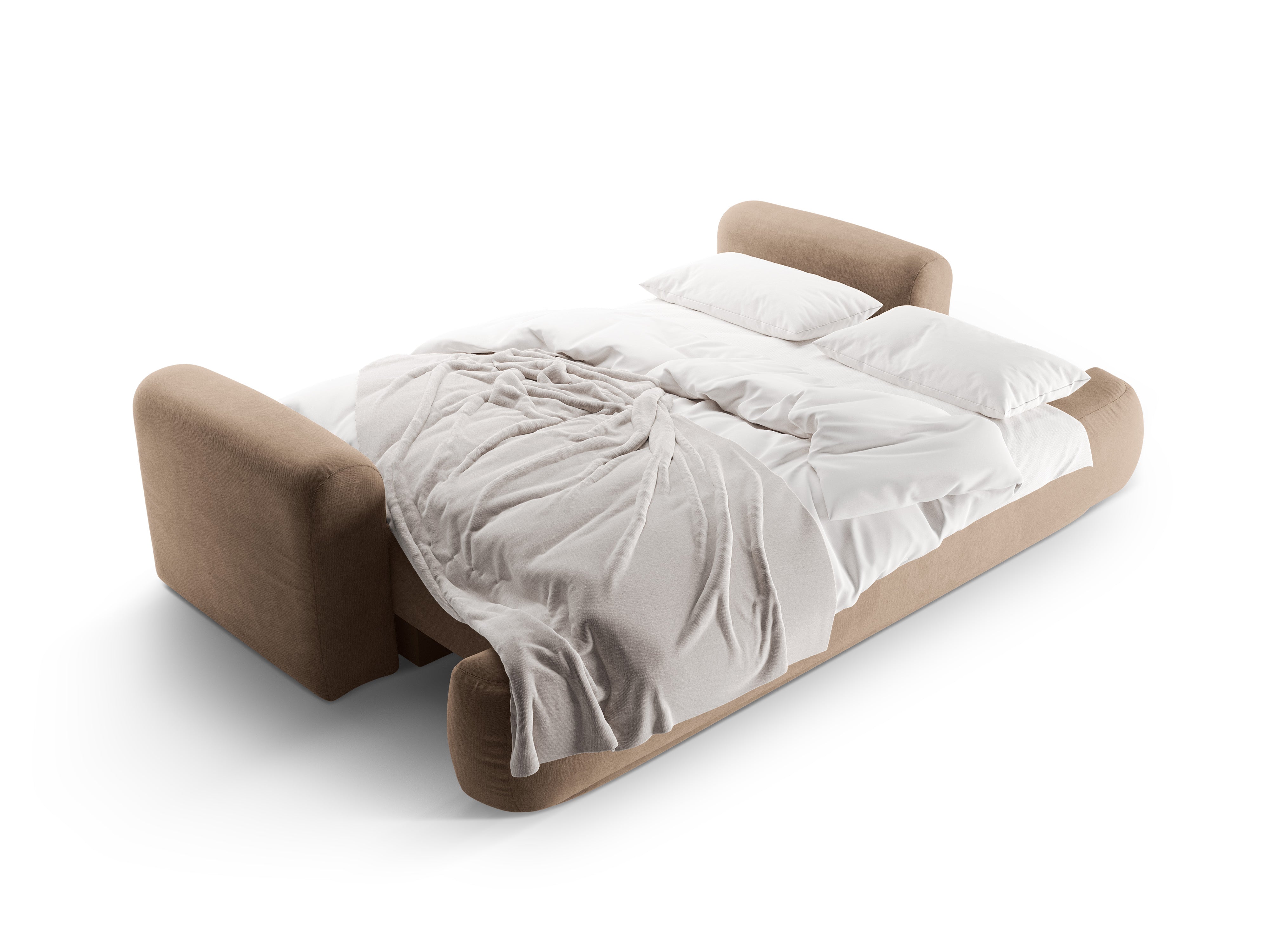 Sofa sametová s funkcí spaní ELLA tmavě béžová
