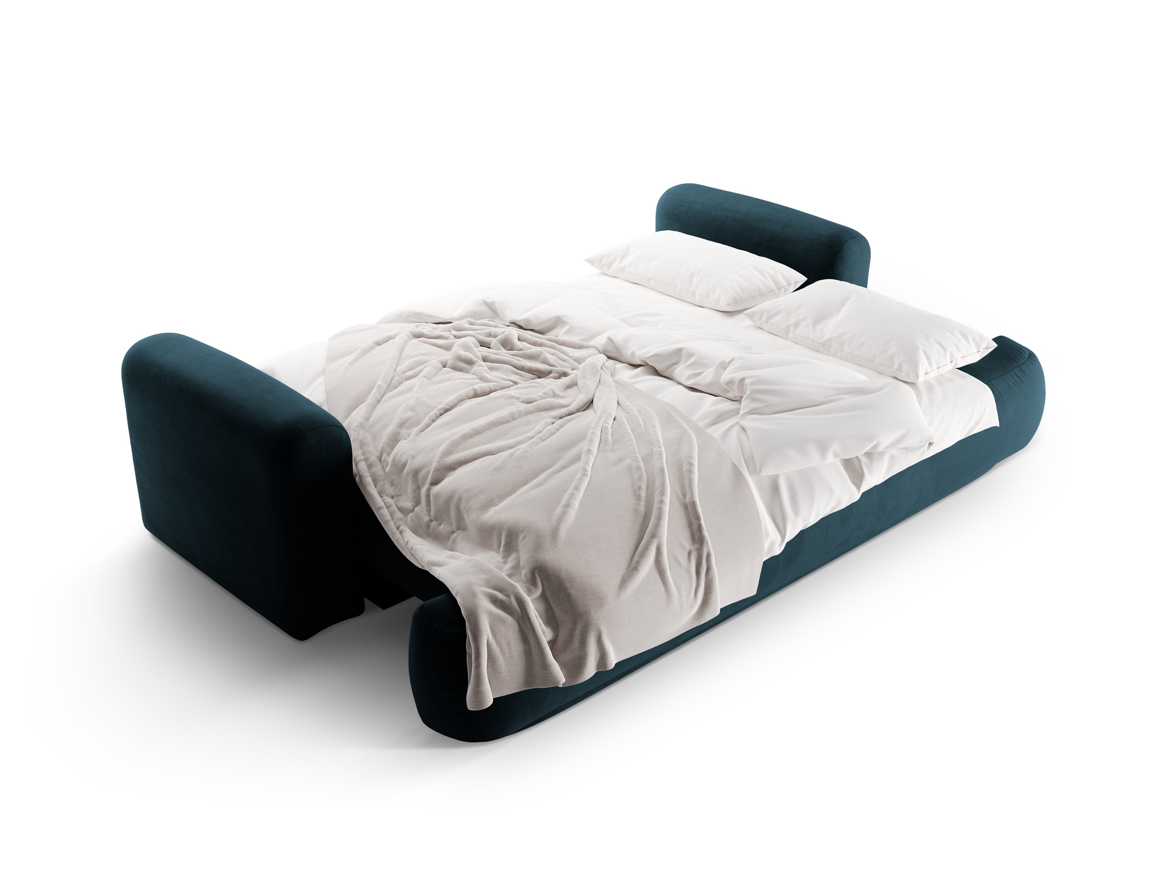 Velvet sofa with Ella Petrol navy blue sleeping function