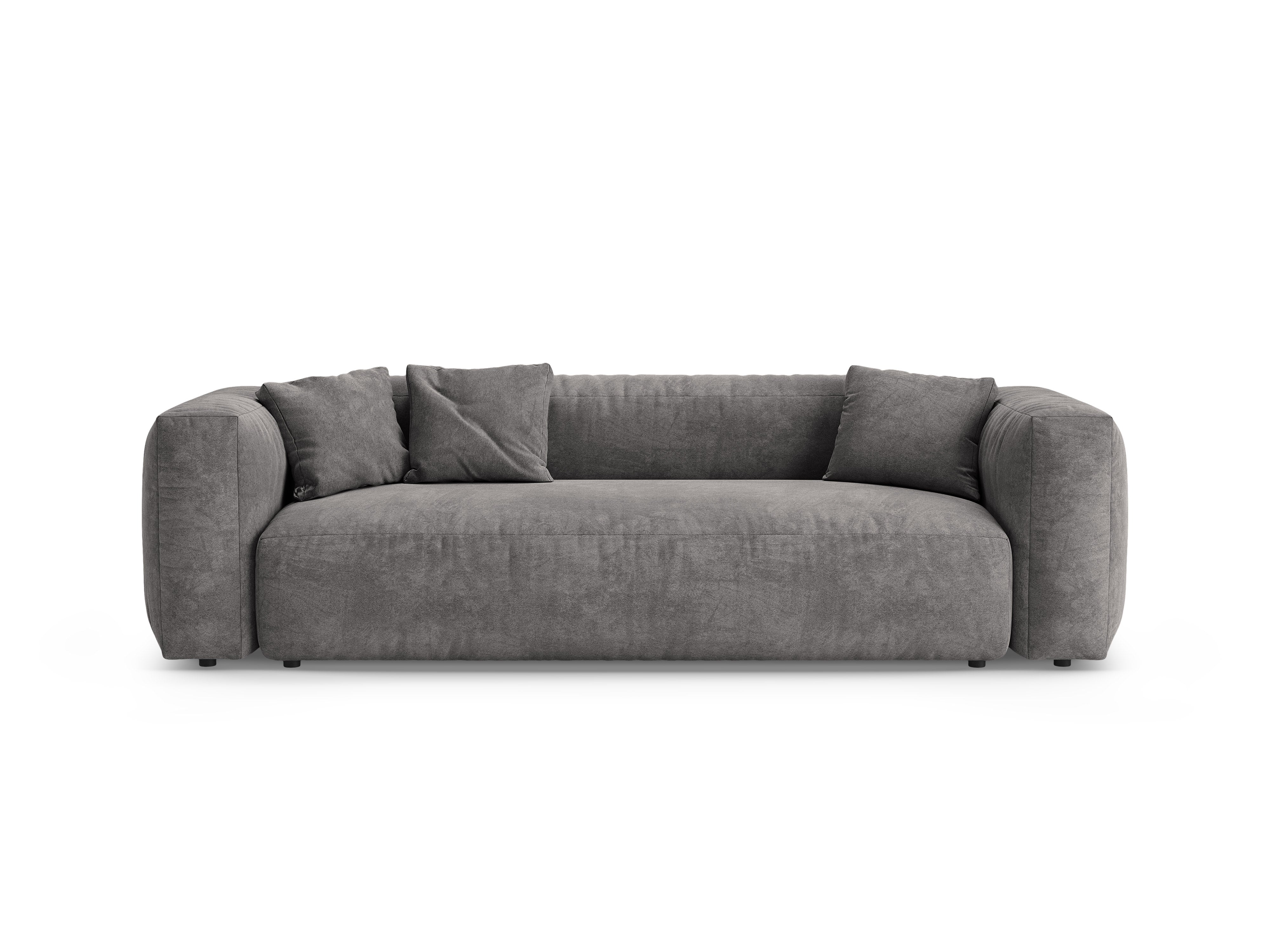 Sofa sametová 3-osobová s funkcí spaní MARTINA šedá