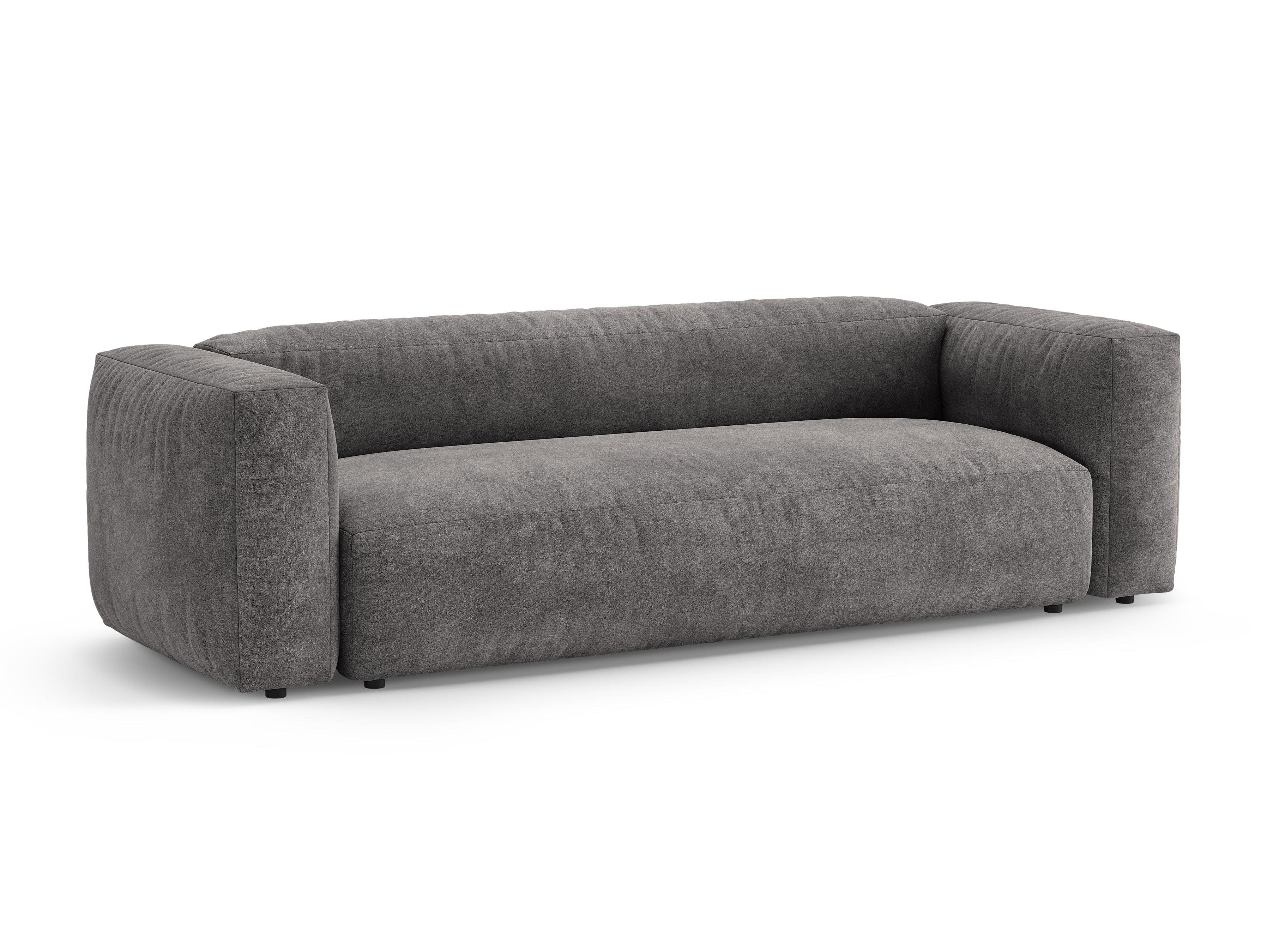 Sofa sametová 3-osobová s funkcí spaní MARTINA šedá
