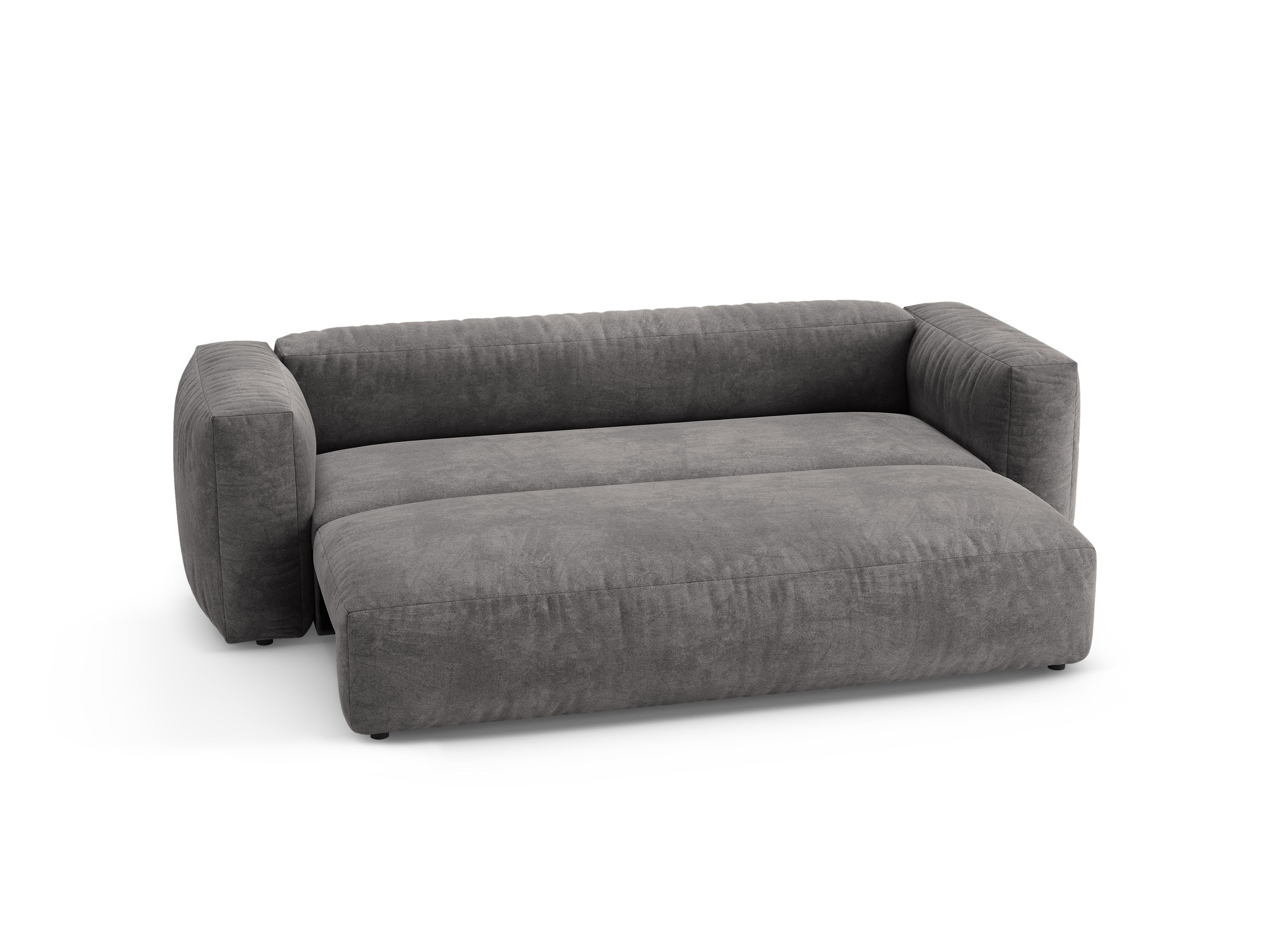 Sofa sametová 3-osobová s funkcí spaní MARTINA šedá