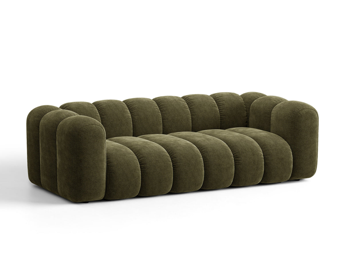 Sofa 3-osobowa z funkcją spania LUPINE zielony szenil – ujęcie 3