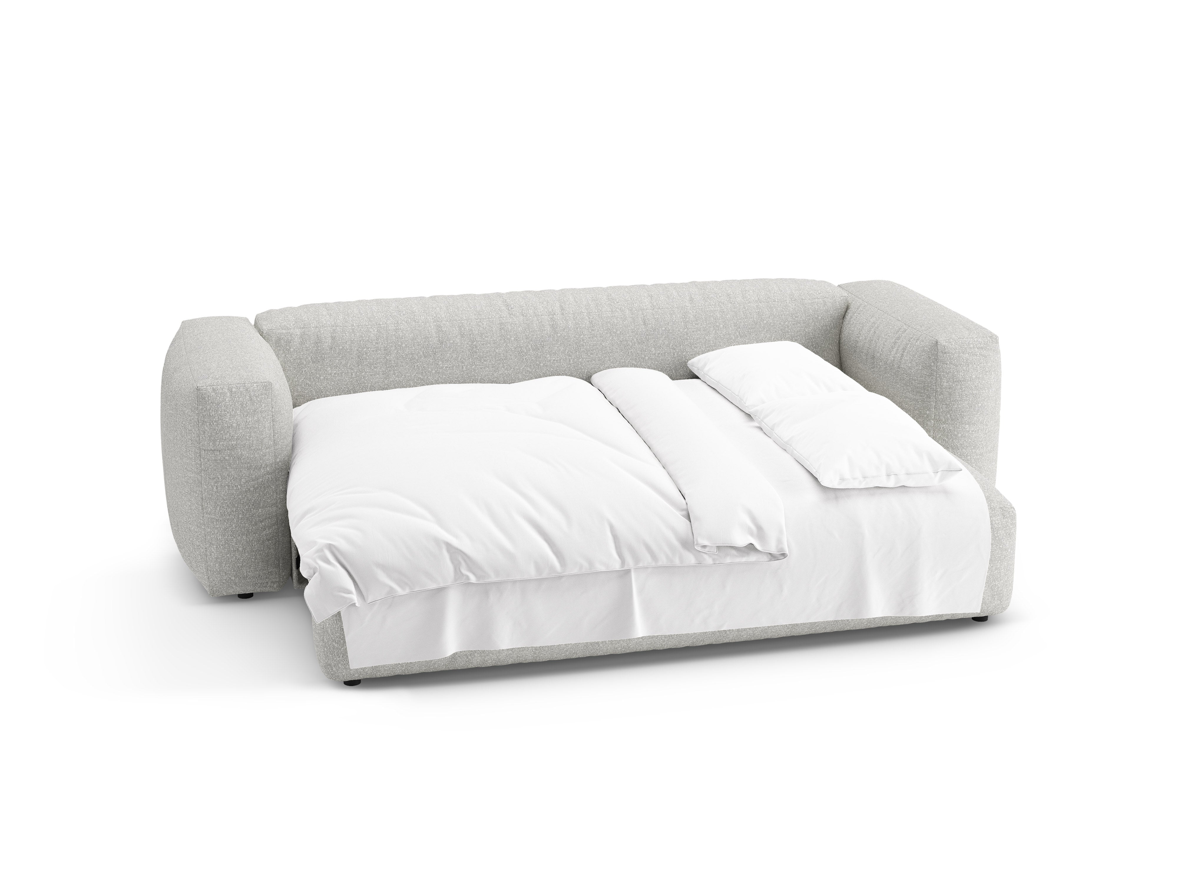 3-Seater Sofa with Sleeping Function MARTINA Gray-Beige Mélange Boucle
