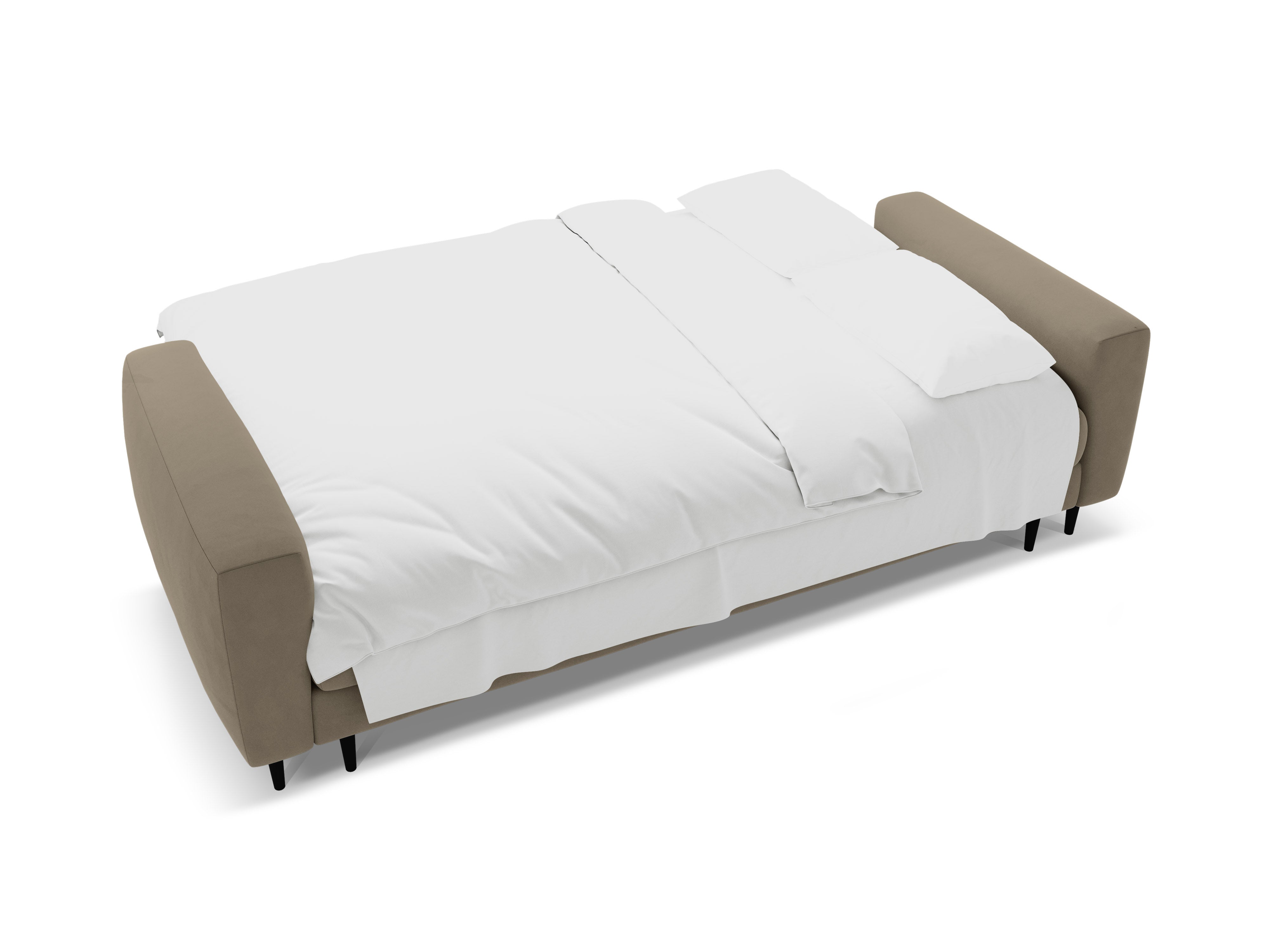 Velvet 3-Seater Sofa with Sleeping Function BEMY Gray Brown
