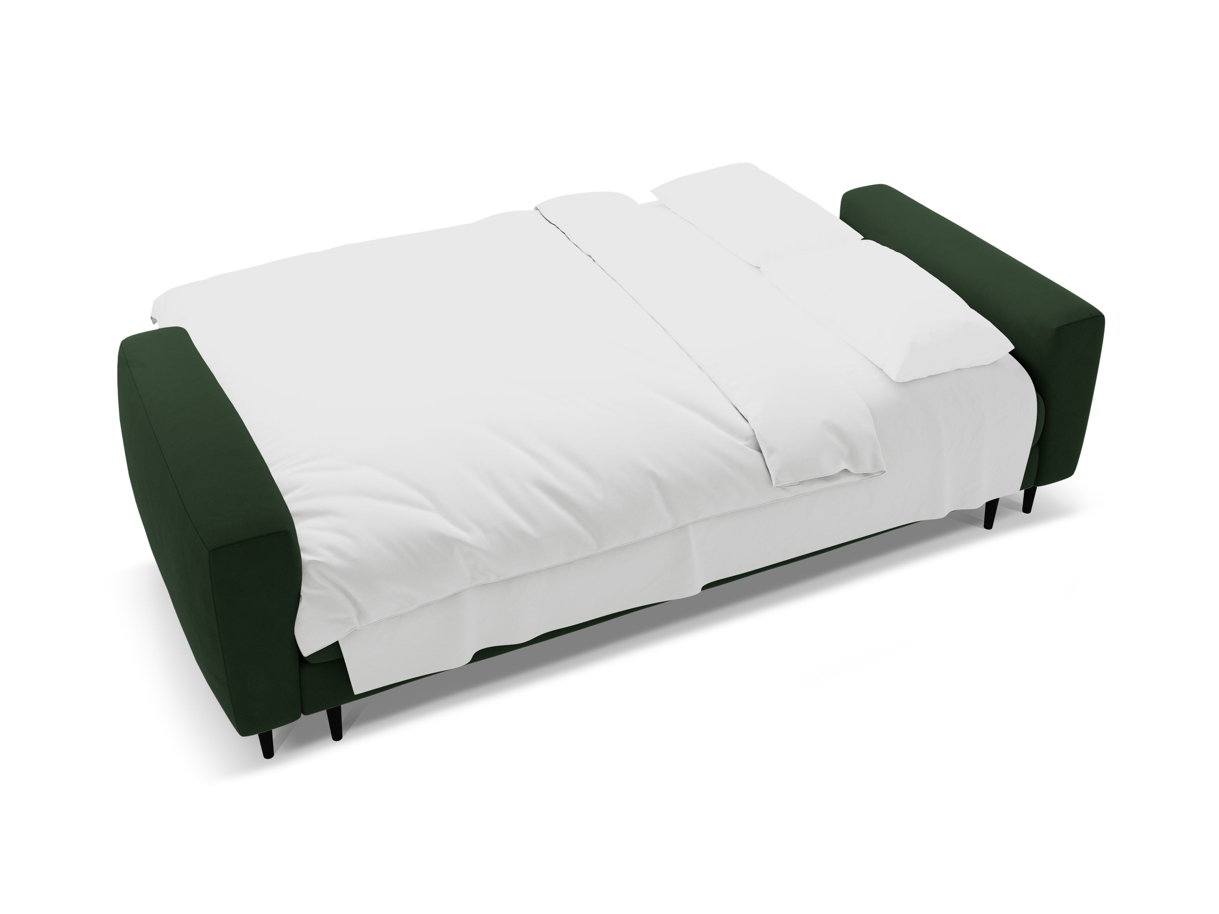 Velvet 3-Seater Sofa with Sleeping Function BEMY in Bottle Green