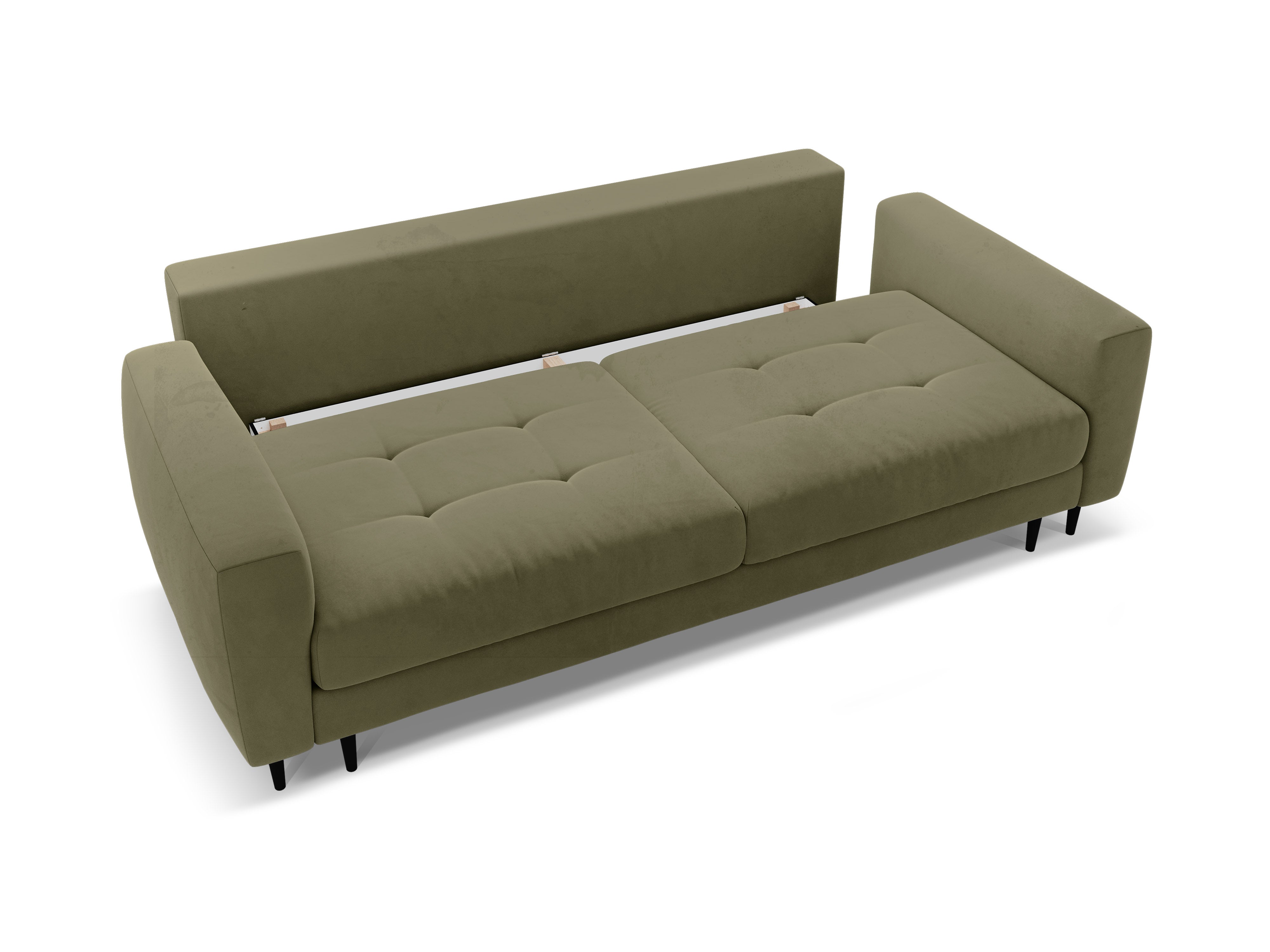 Olive Green Velvet 3-Seater Sofa with Sleeping Function BEMY