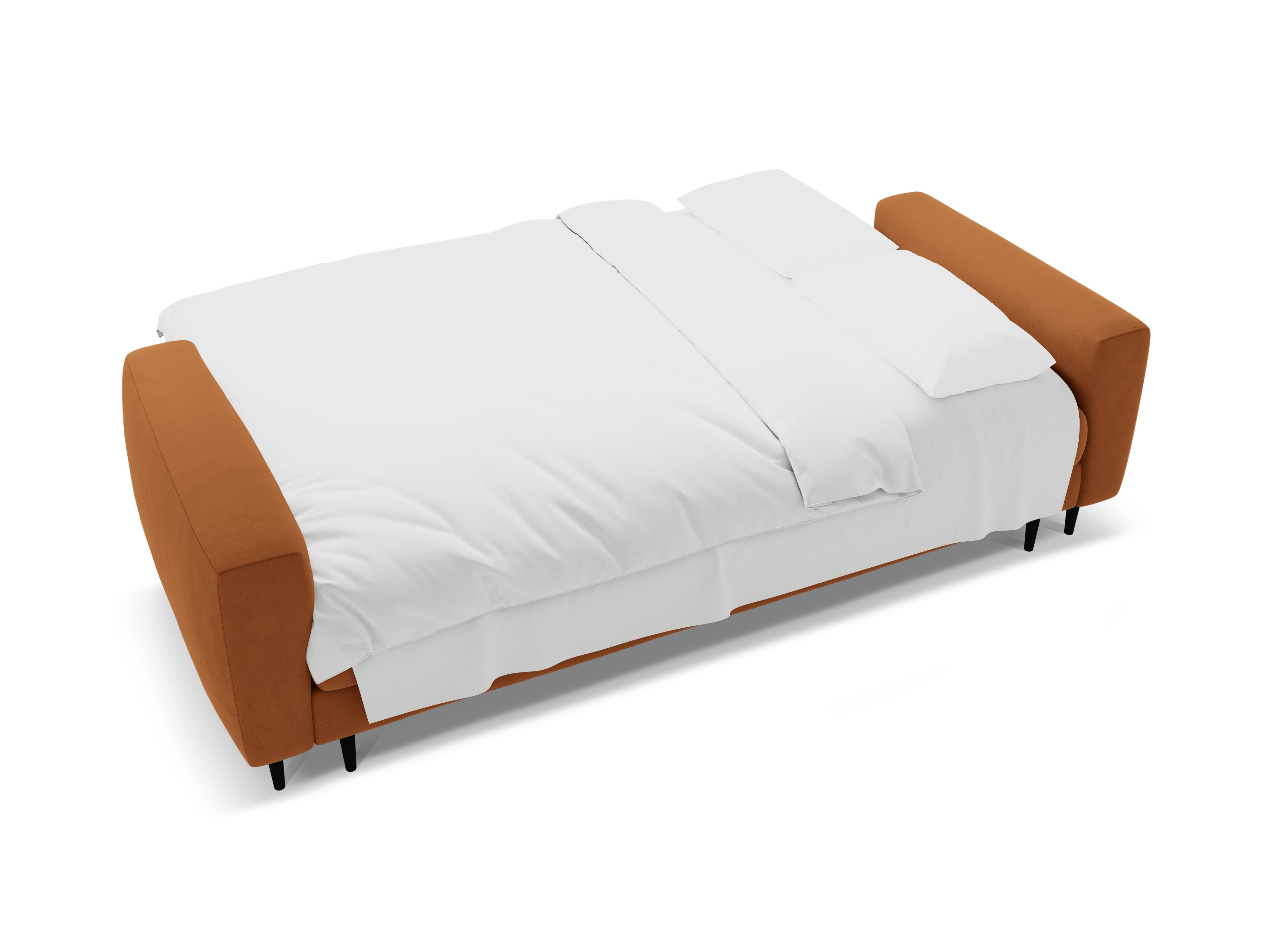 Sofa sametová 3-osobová s funkcí spaní BEMY terakota