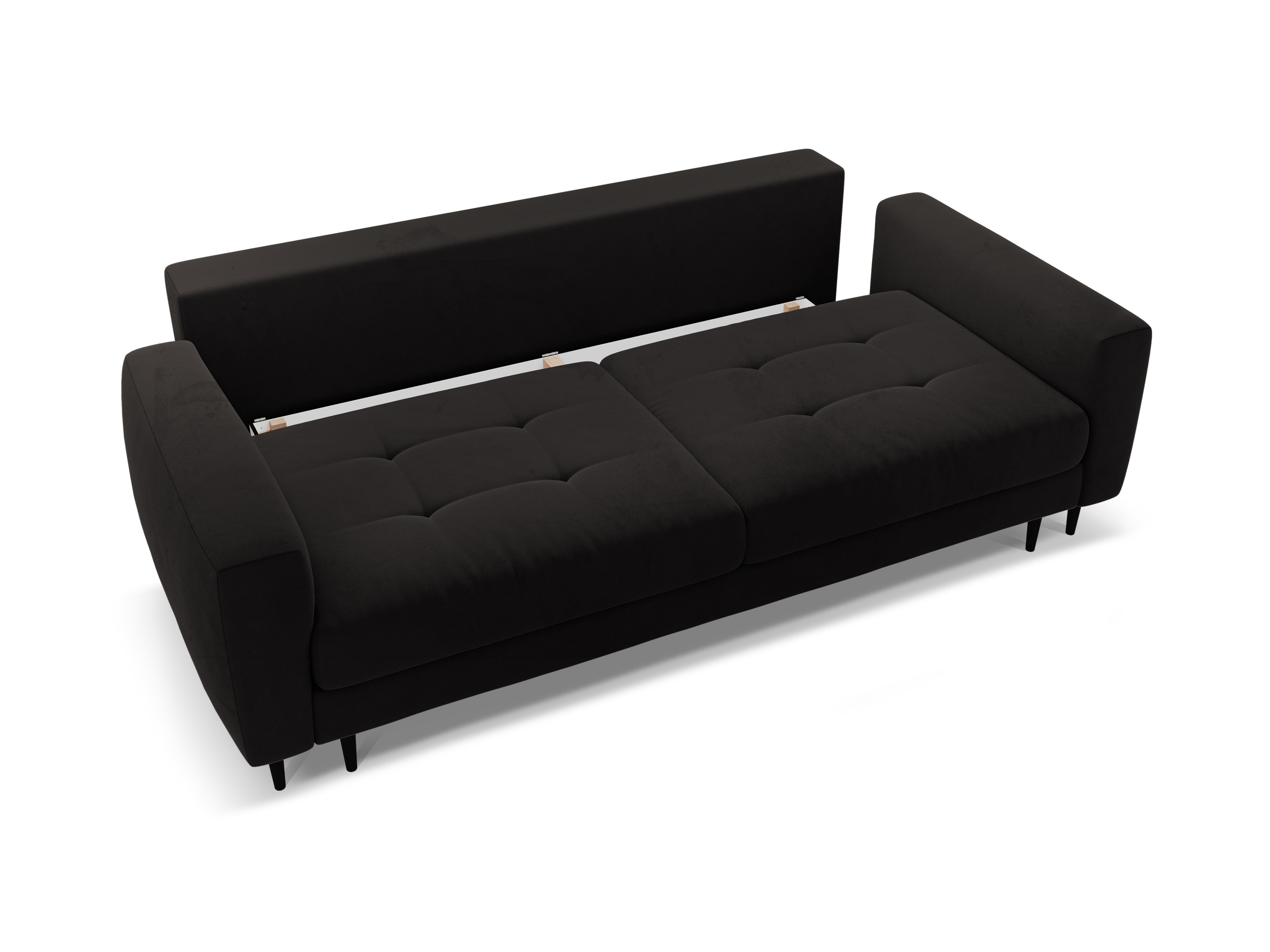 Black 3-Seater Velvet Sofa with Sleeping Function BEMY
