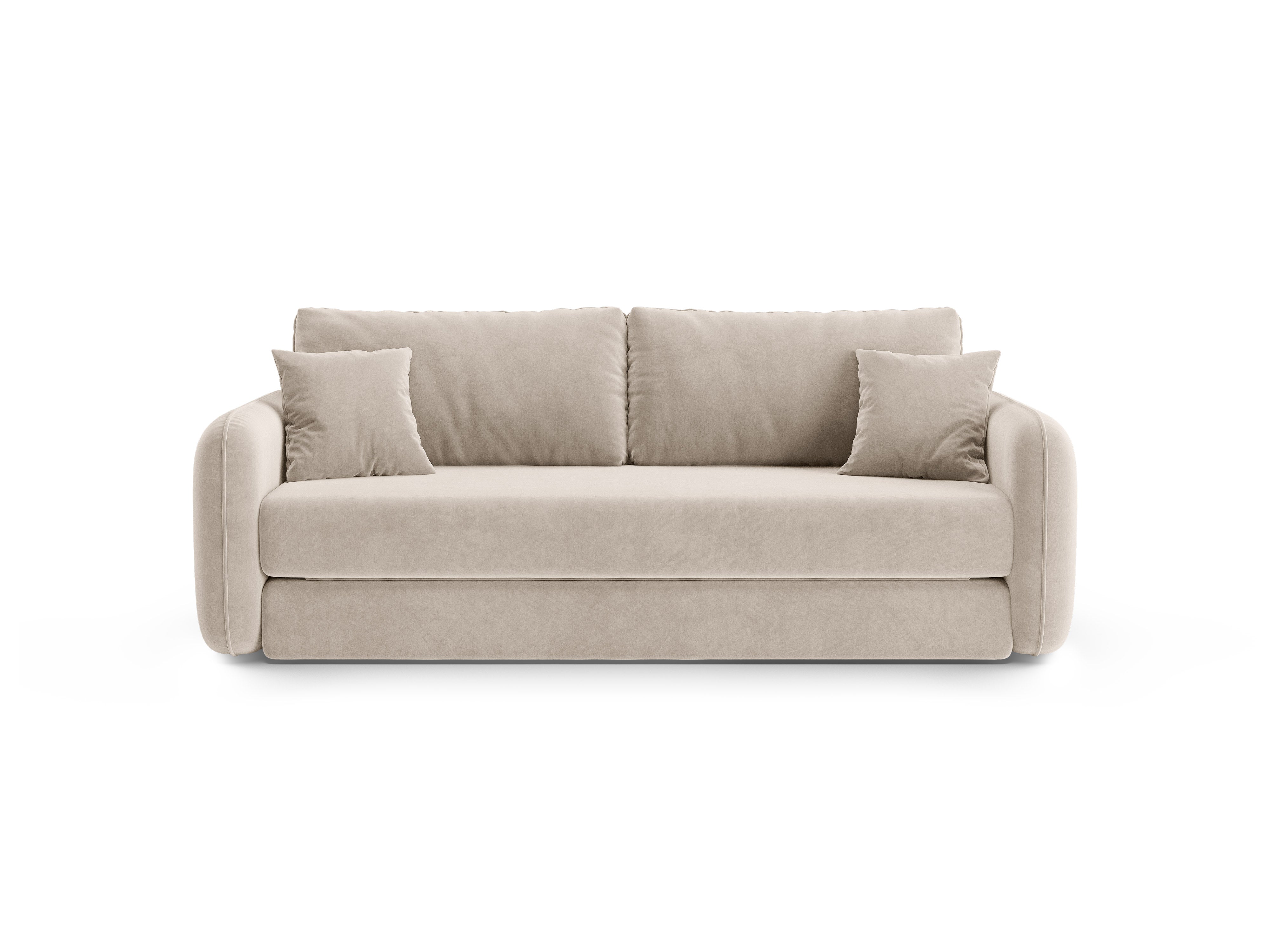 Sofa sametová 3-osobová s funkcí spaní DORMI béžová