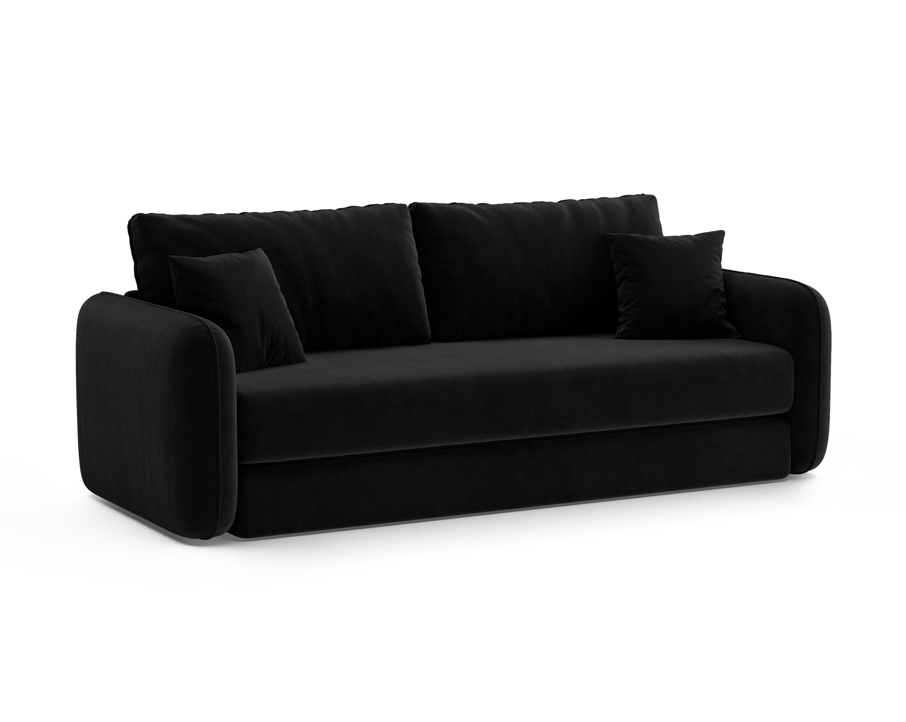 Sofa sametová 3-osobová s funkcí spaní DORMI černá