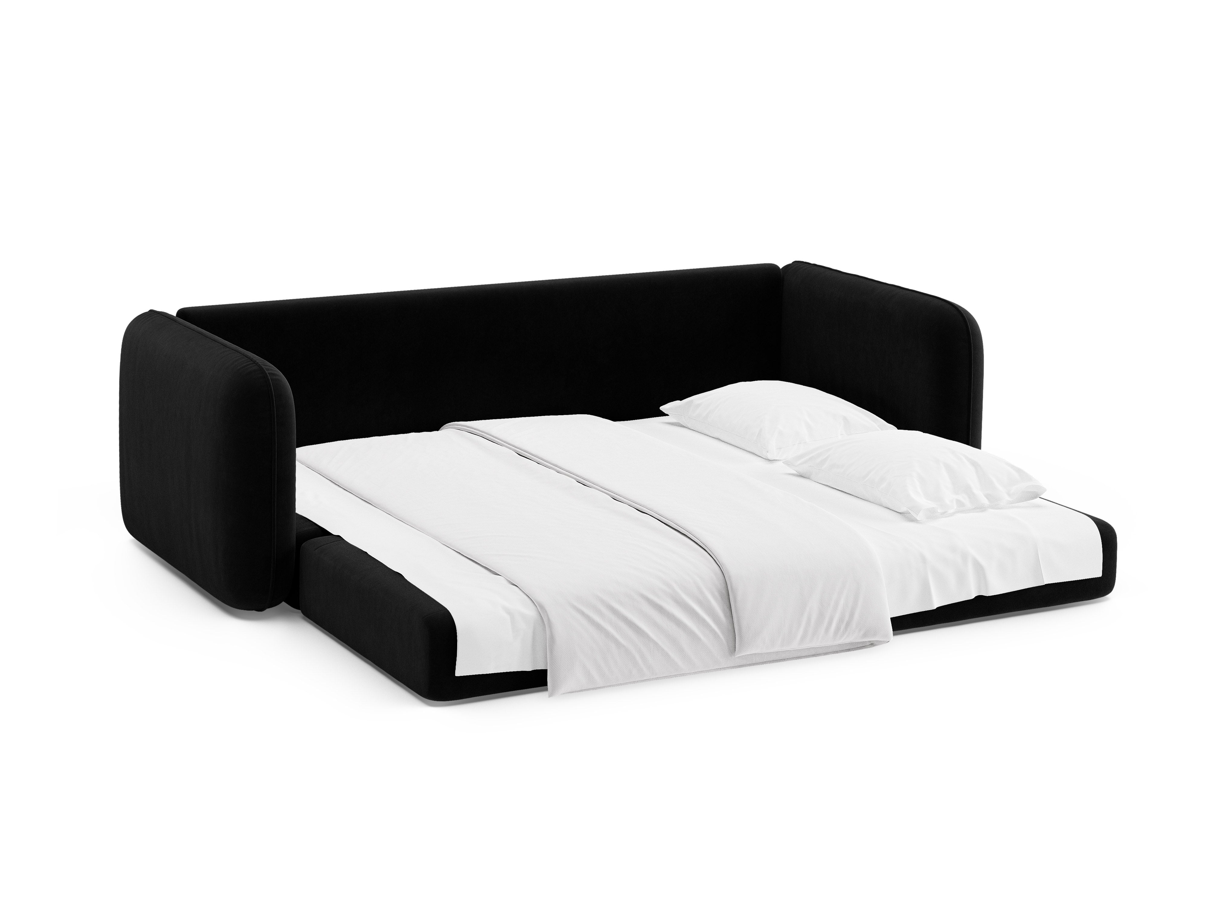 Sofa sametová 3-osobová s funkcí spaní DORMI černá