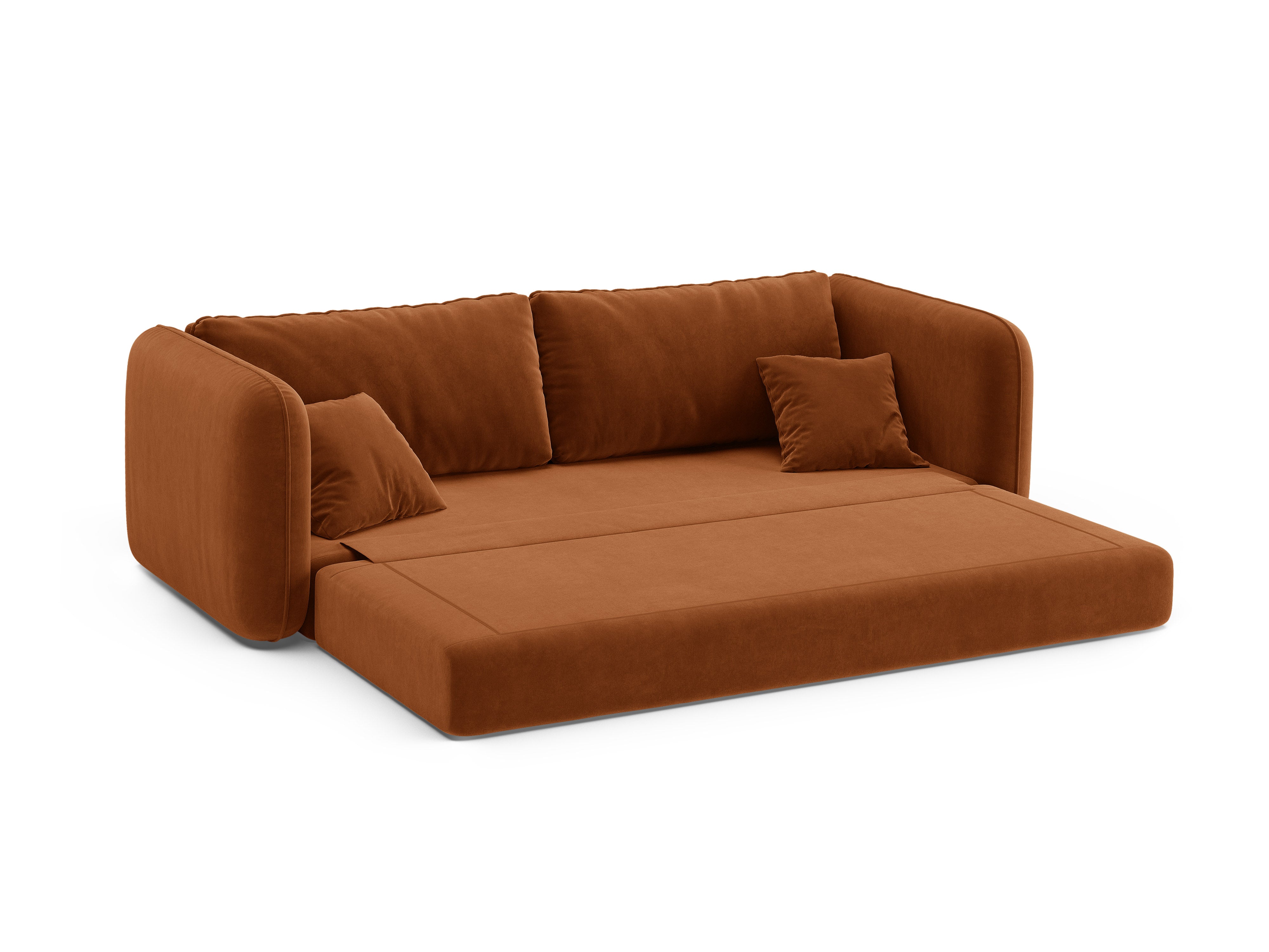 Sofa sametová 3-osobová s funkcí spaní DORMI terakota