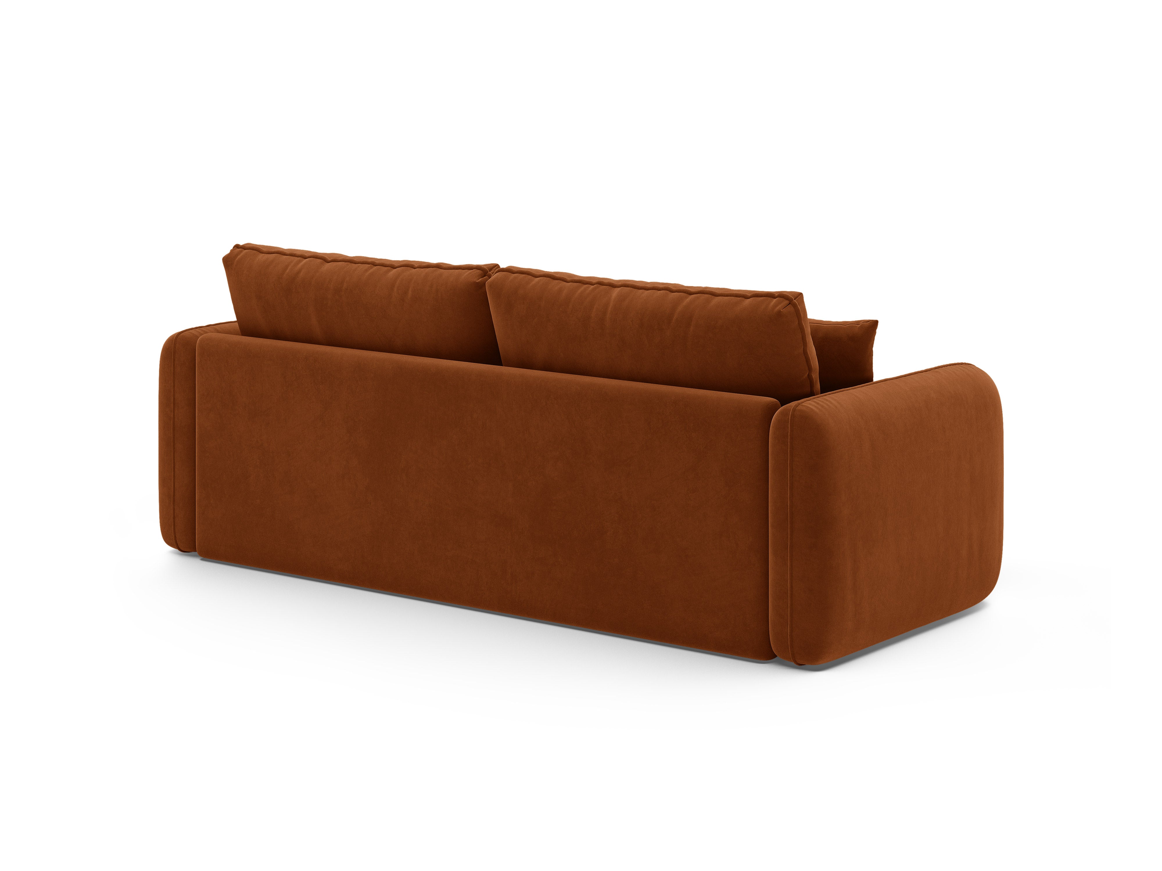 Sofa sametová 3-osobová s funkcí spaní DORMI terakota