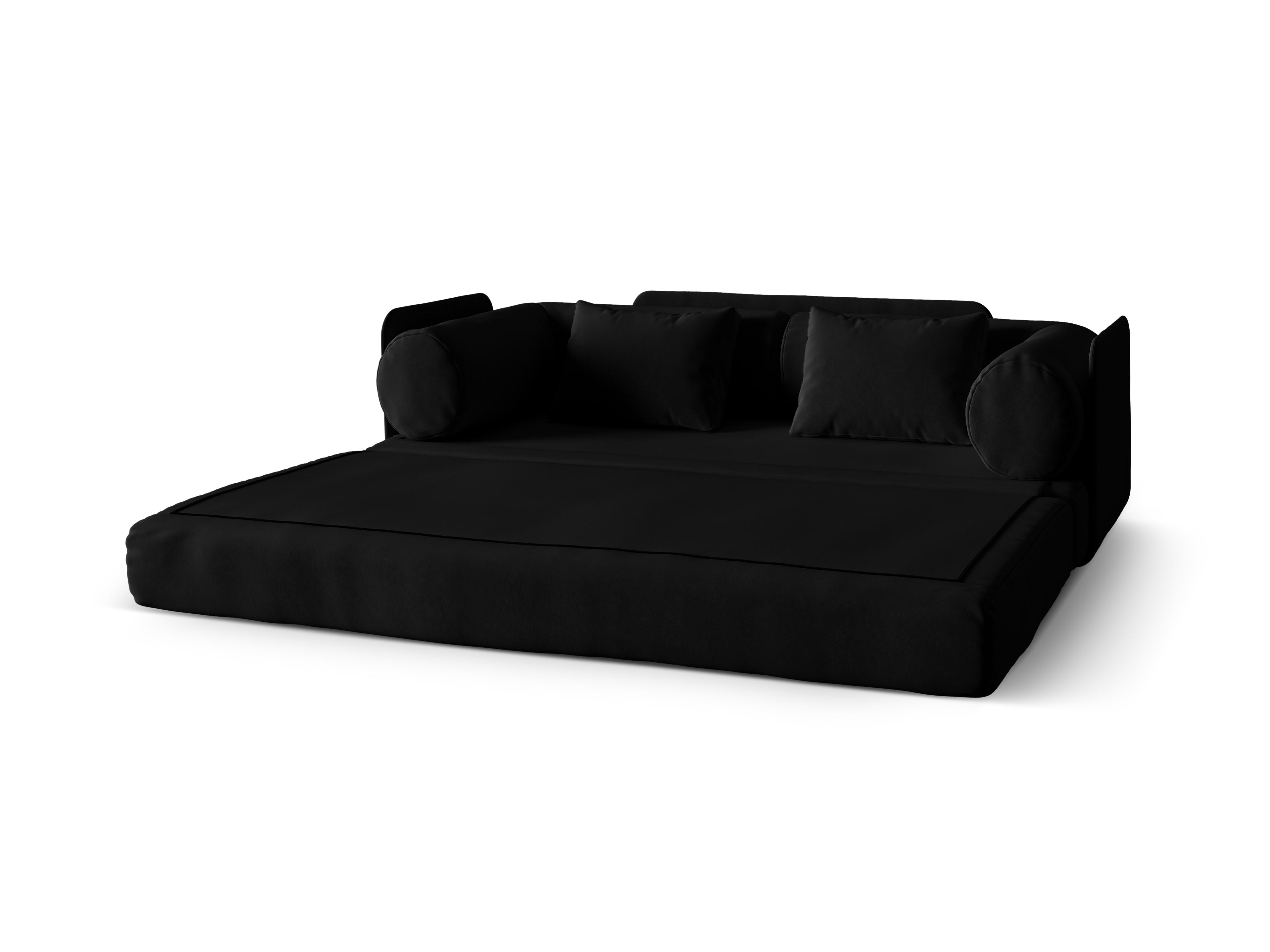 Sofa sametová 3-osobová s funkcí spaní DREAMY černá