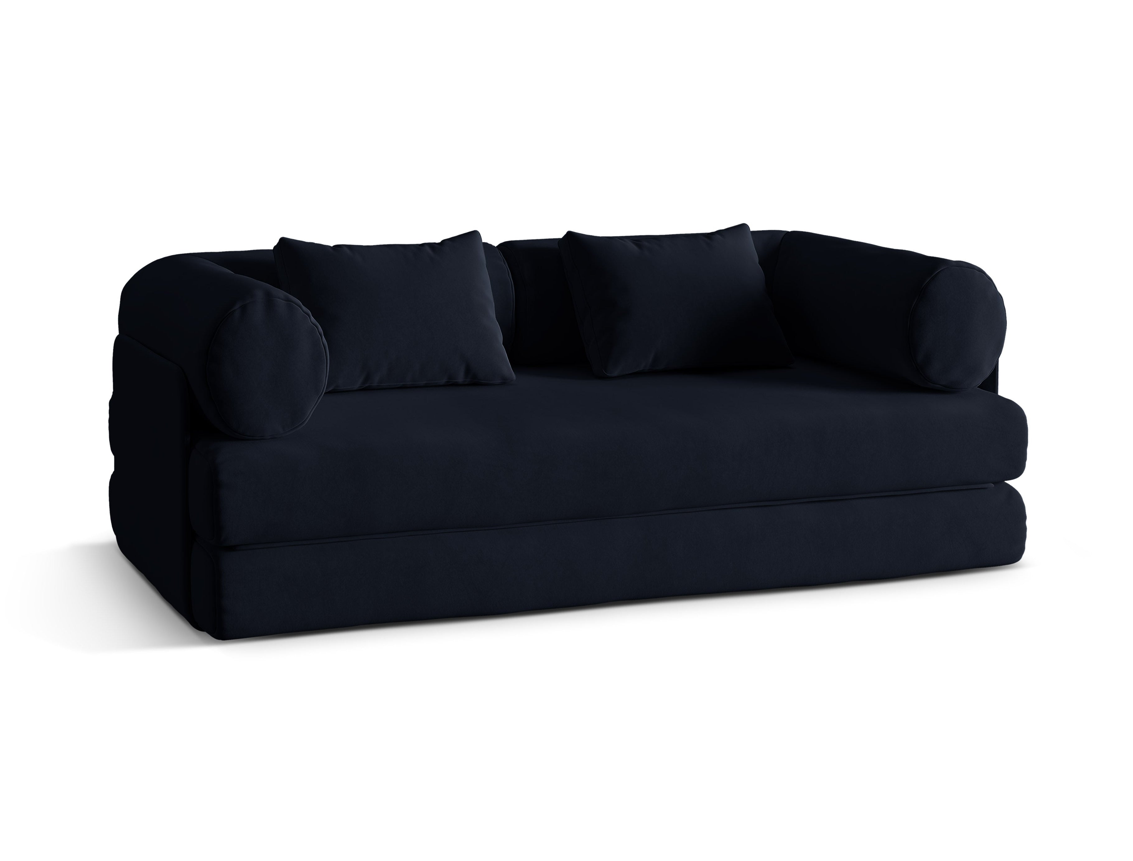 Dreamy Royal Blue Velvet 3-Seater Sofa with Sleeping Function