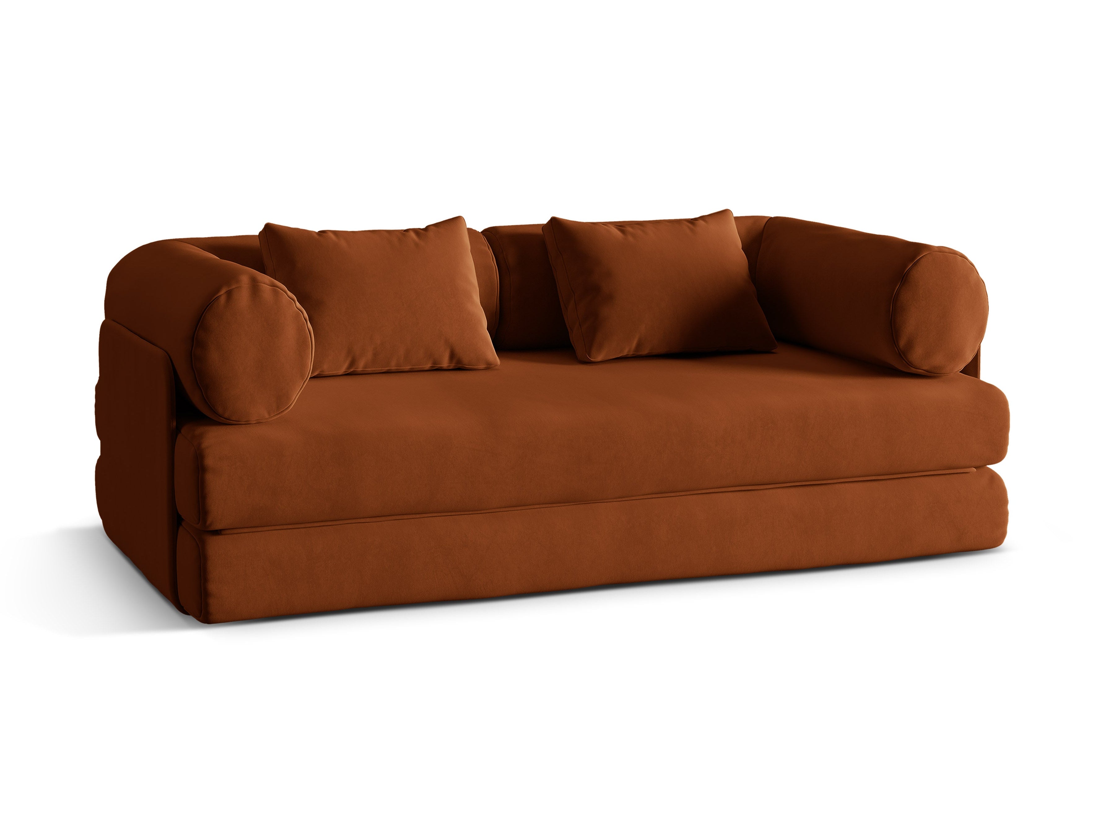 Dreamy Terracotta 3-Seater Velvet Sofa with Sleeping Function
