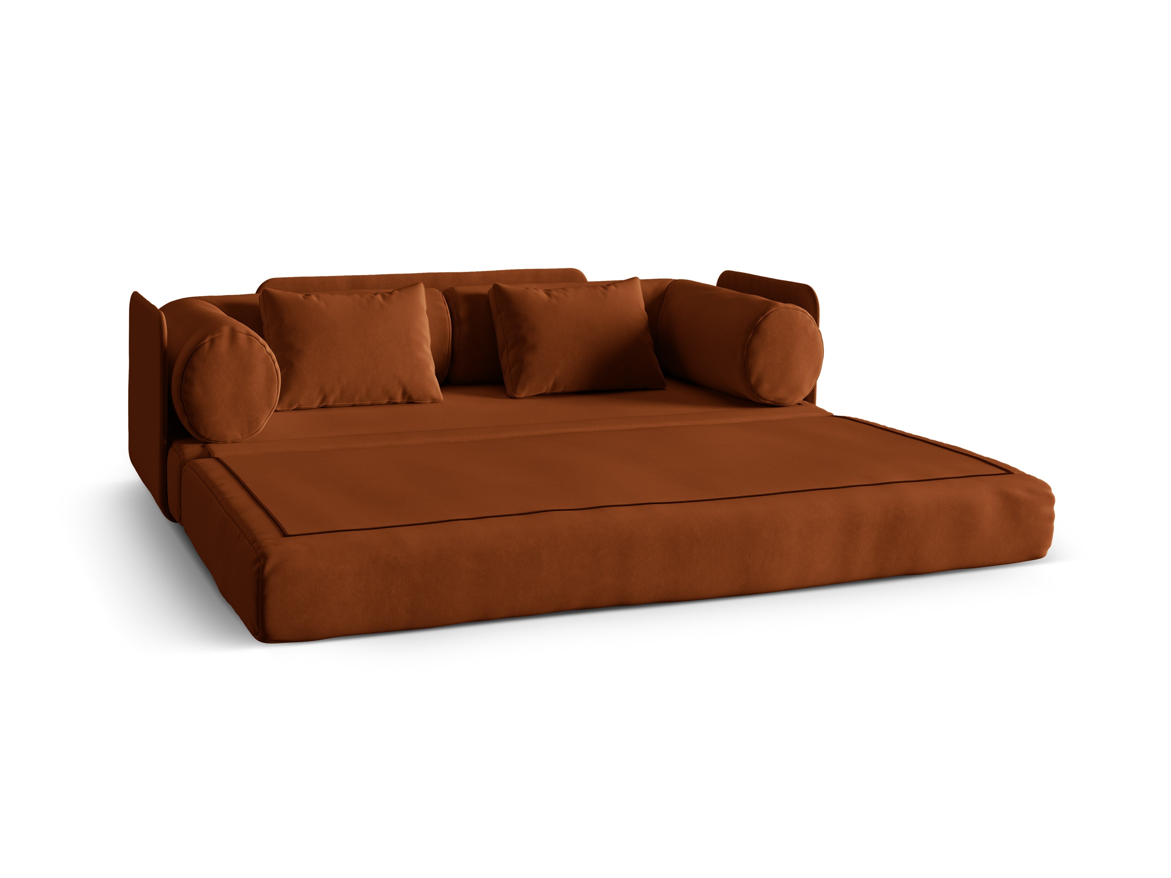 Dreamy Terracotta 3-Seater Velvet Sofa with Sleeping Function