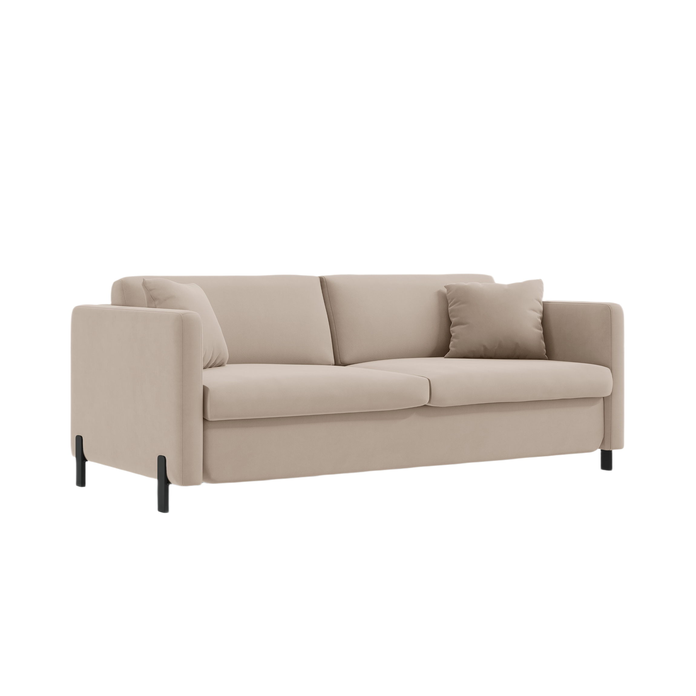 Sofa sametová 3-osobová s funkcí spaní GLORIA béžová
